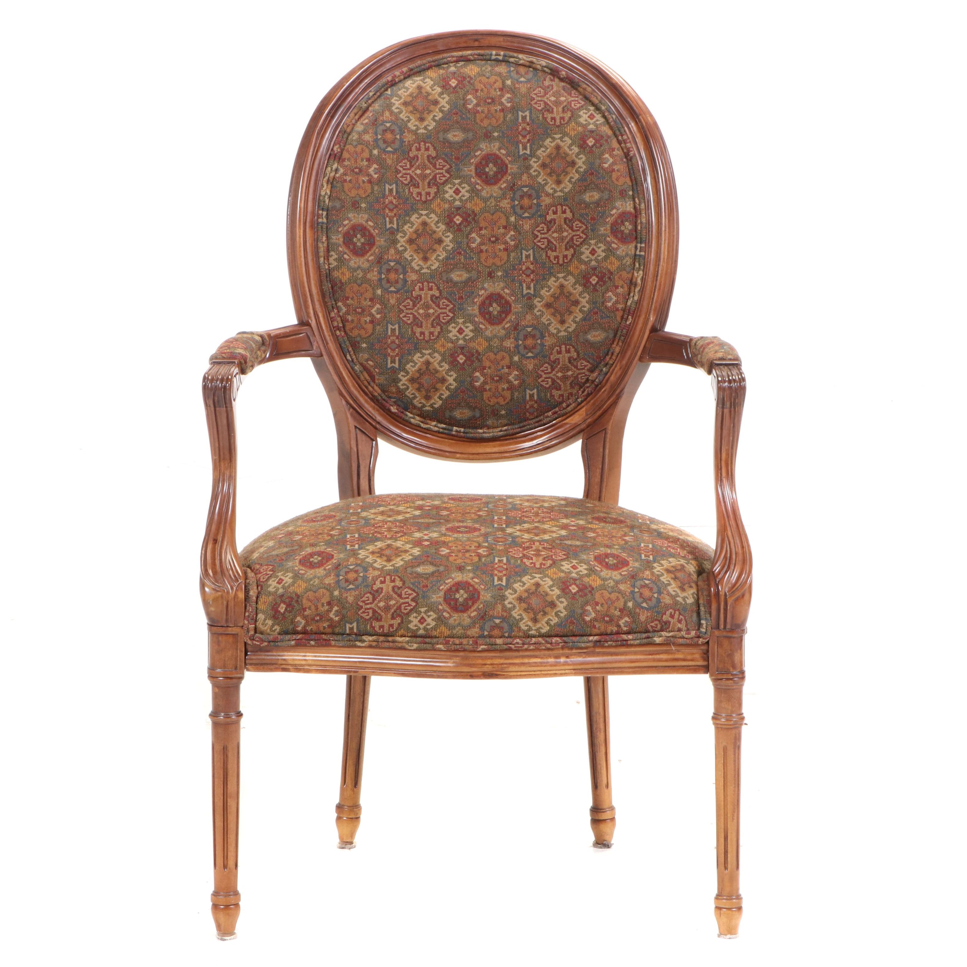 Bassett Furniture Hepplewhite Style Fauteuil Arm Chair, Late 20th Century