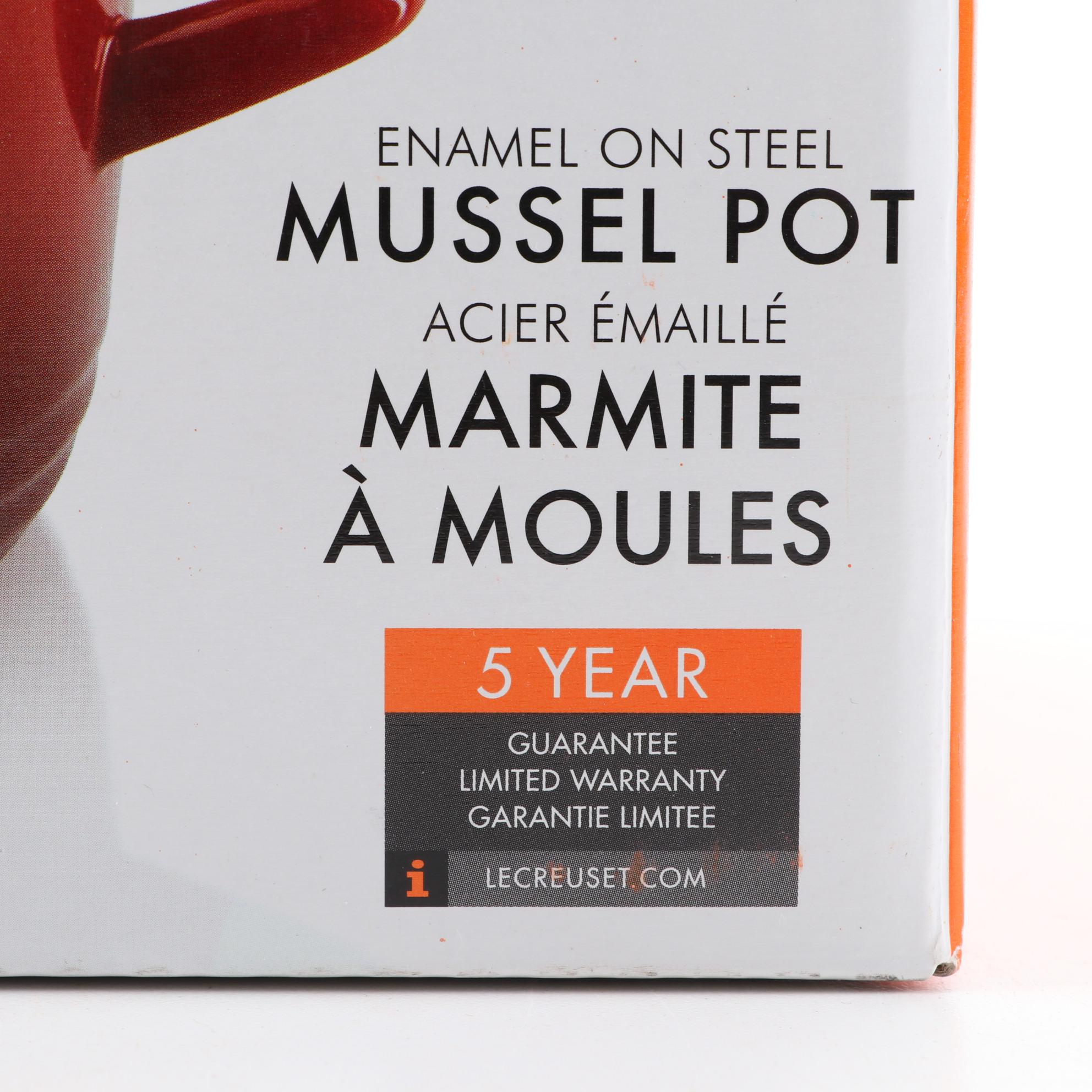 Le Creuset Cobalt Enameled Steel Mussel Pot and Stoneware Au Gratin Bowls