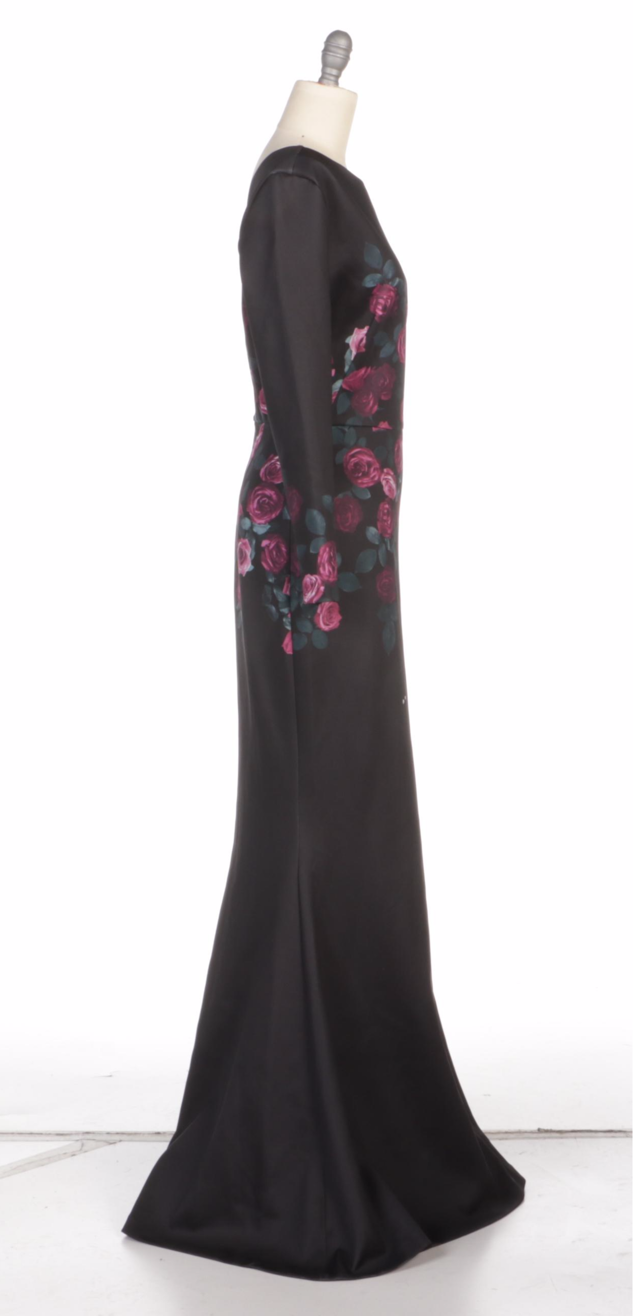 Erin Fetherston Rose Print Black Evening Gown