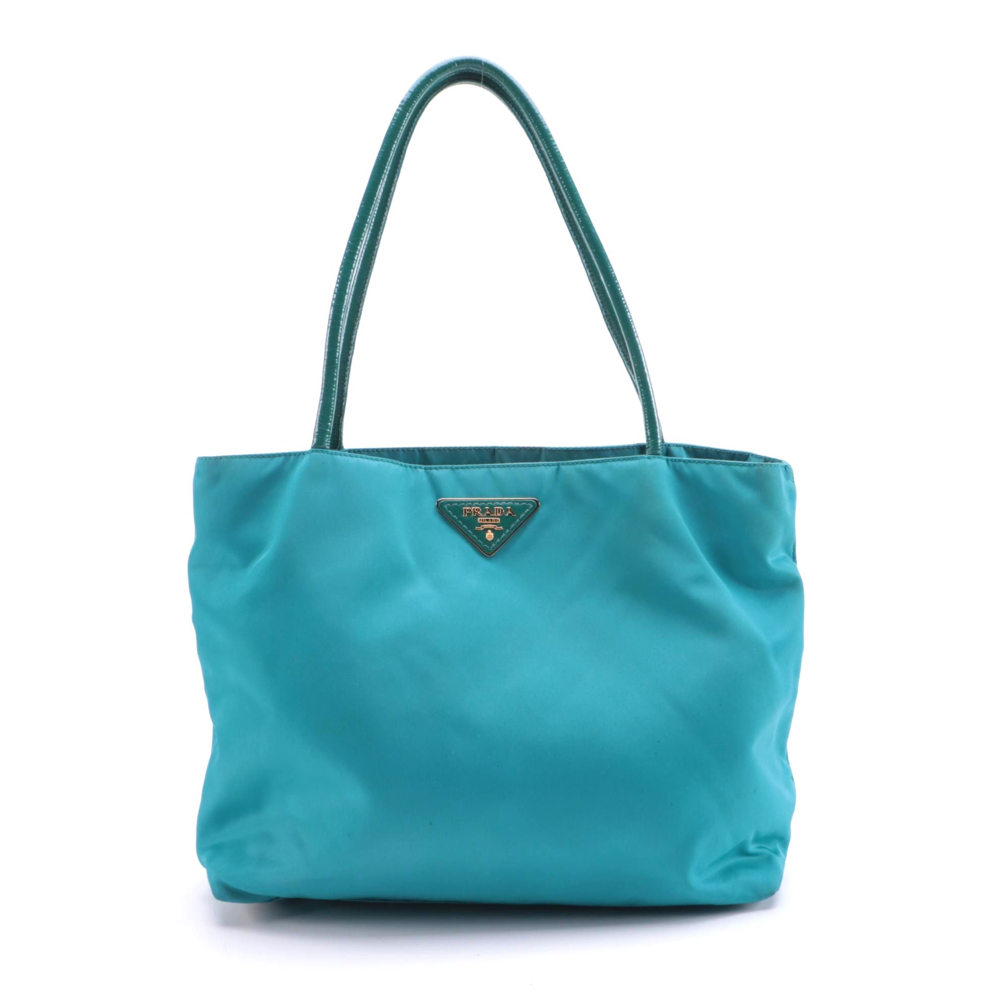 Prada Tessuto City Tote in Turquoise Nylon