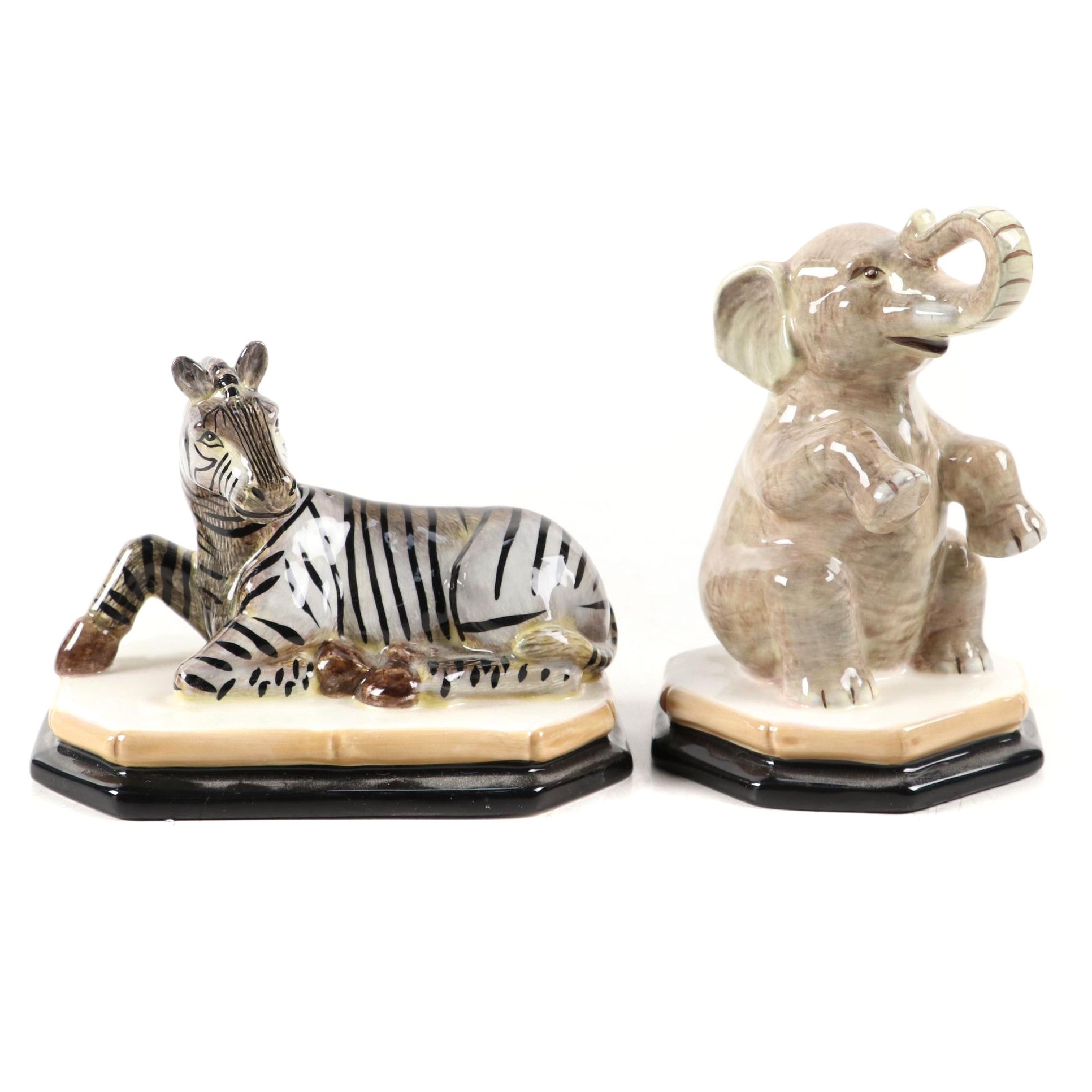 Certified International Corporation Zebra and Elephant Salt and Pepper Shakers