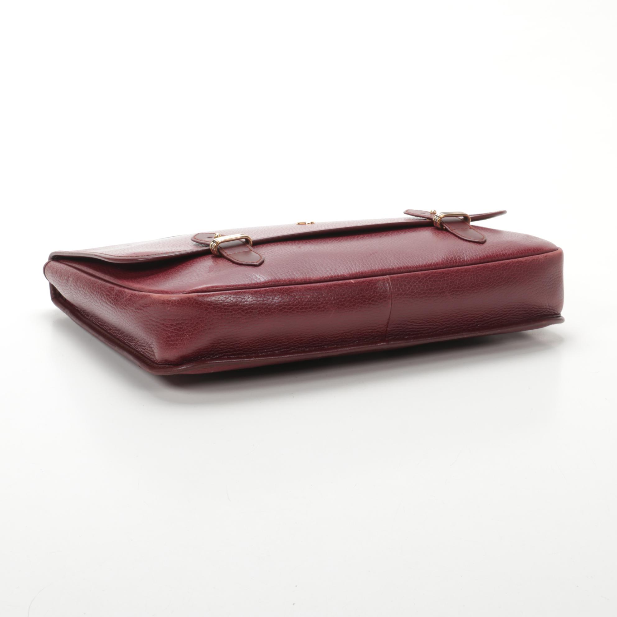 Cartier Les Must de Cartier Briefcase in Burgundy Red Pebbled Leather