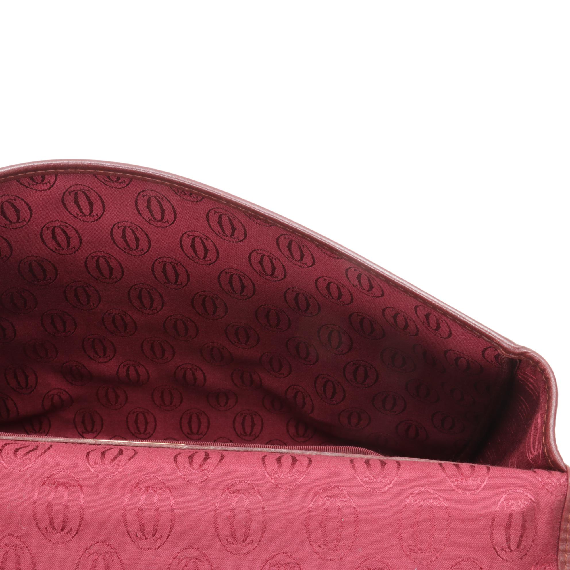 Cartier Les Must de Cartier Briefcase in Burgundy Red Pebbled Leather