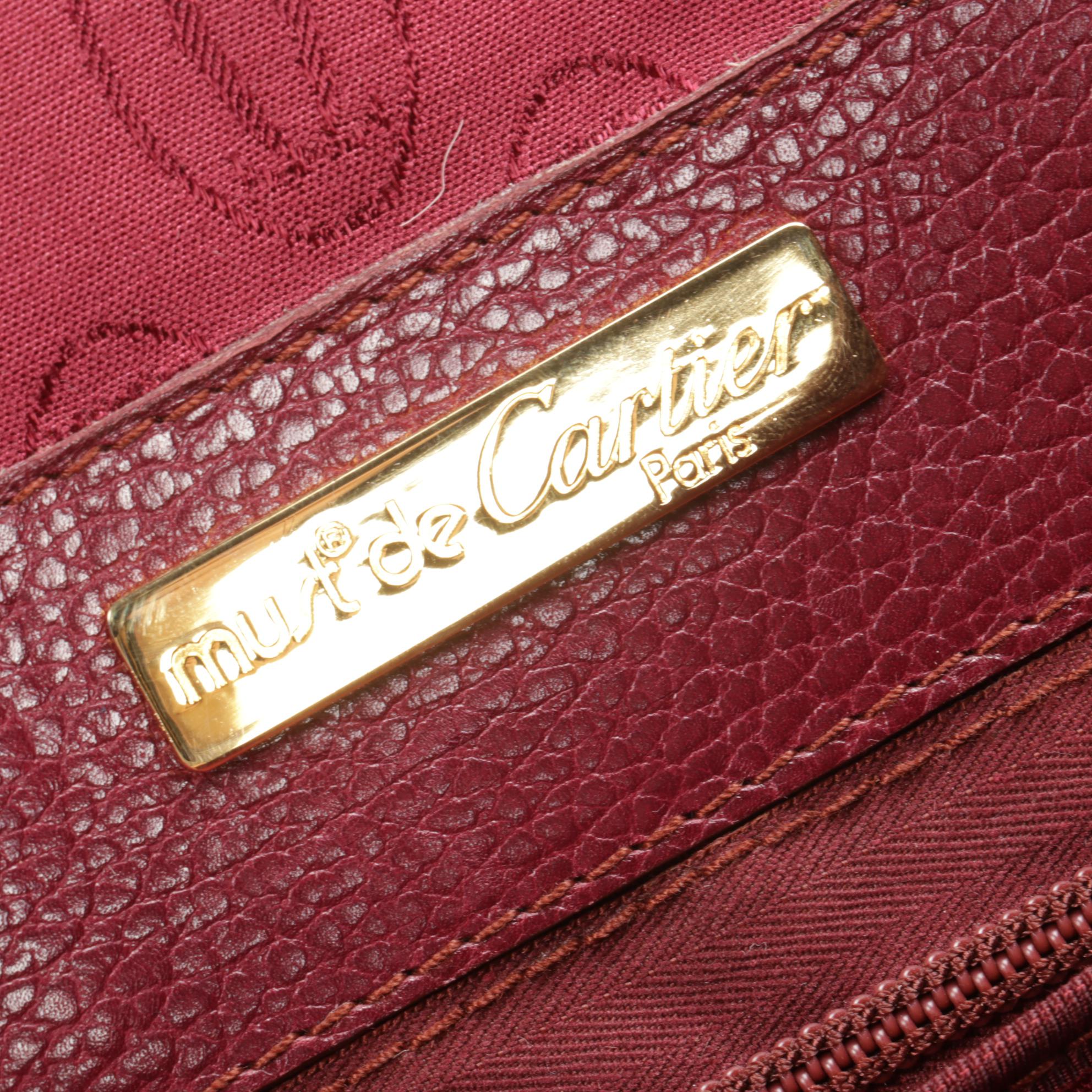 Cartier Les Must de Cartier Briefcase in Burgundy Red Pebbled Leather