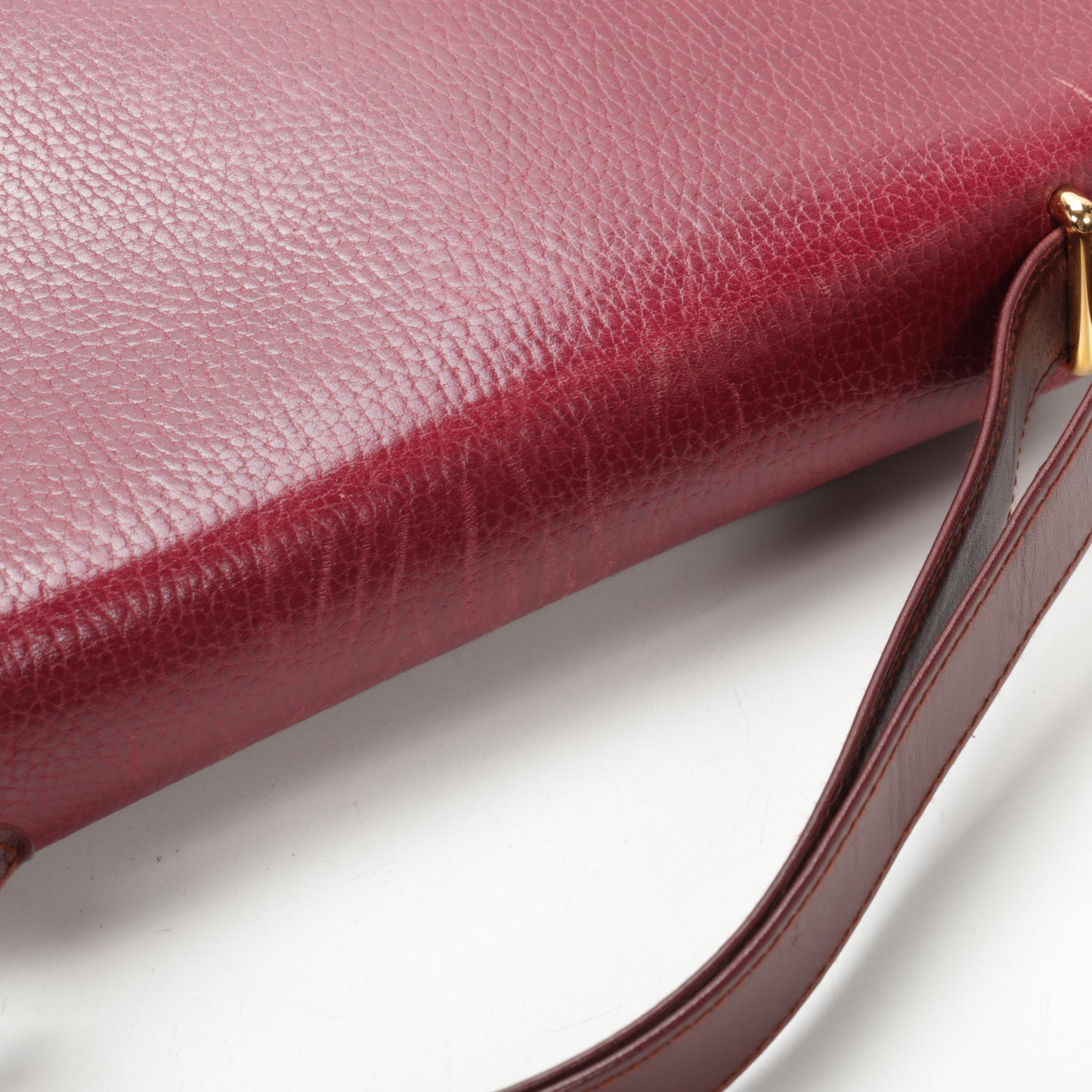 Cartier Les Must de Cartier Briefcase in Burgundy Red Pebbled Leather