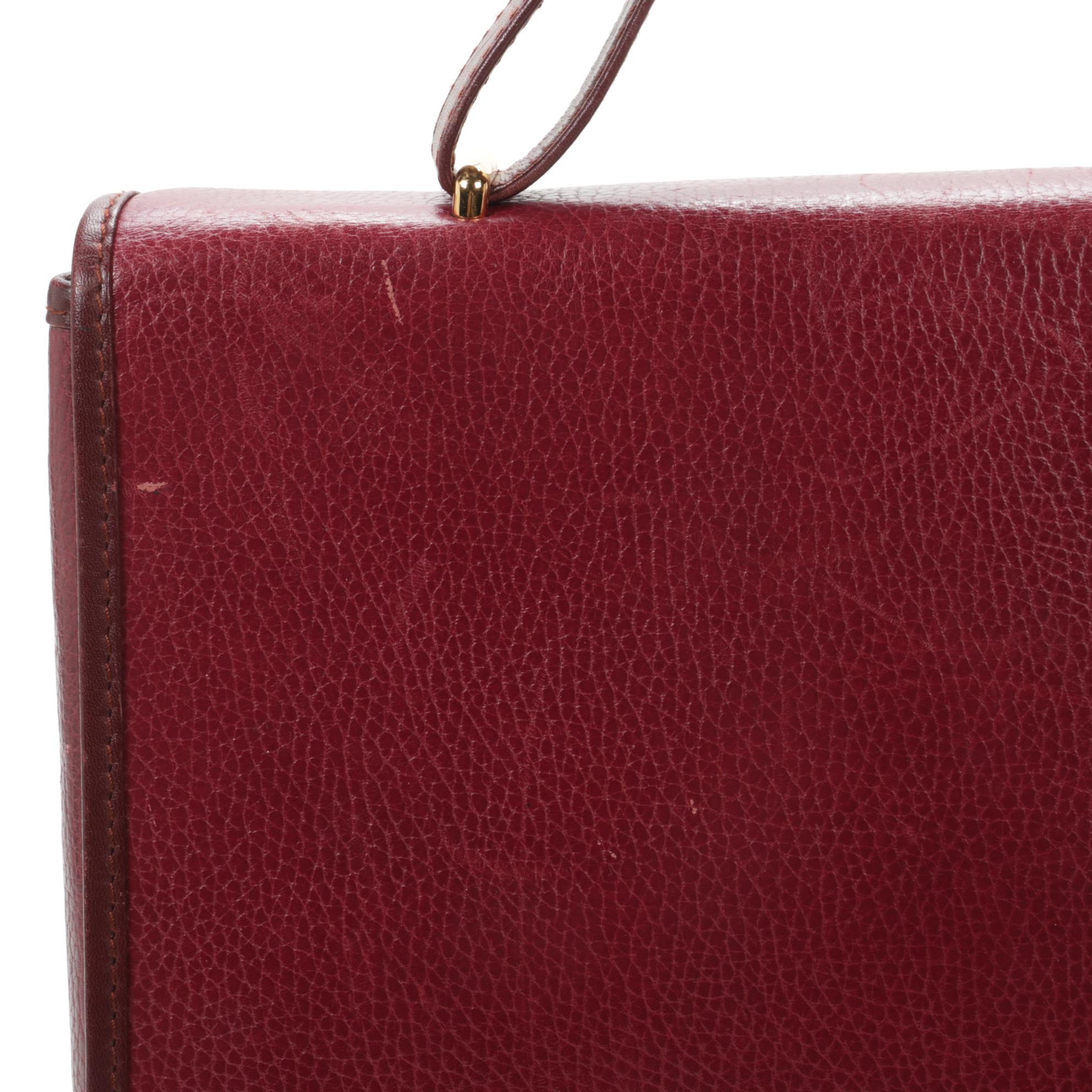 Cartier Les Must de Cartier Briefcase in Burgundy Red Pebbled Leather