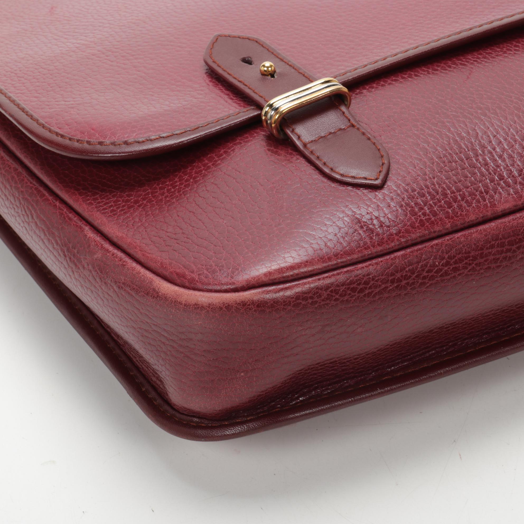 Cartier Les Must de Cartier Briefcase in Burgundy Red Pebbled Leather