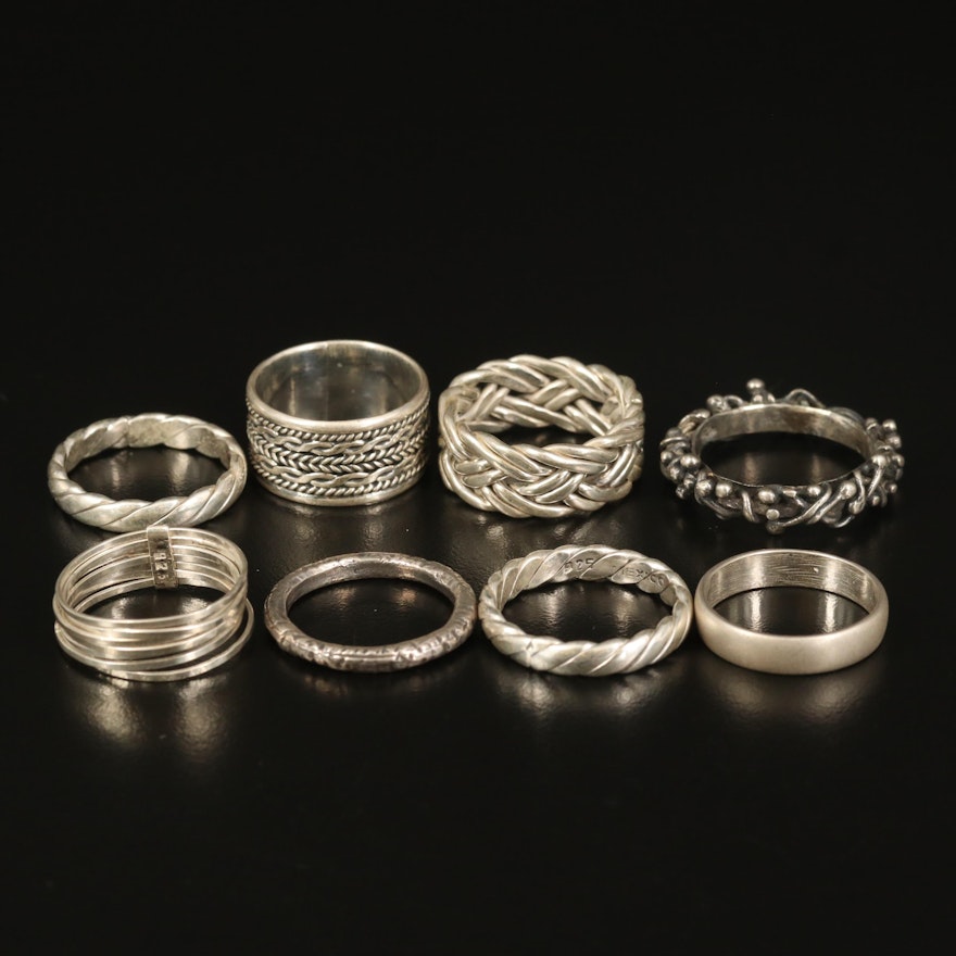 Sterling Stackable Bands Including Semanario Ring