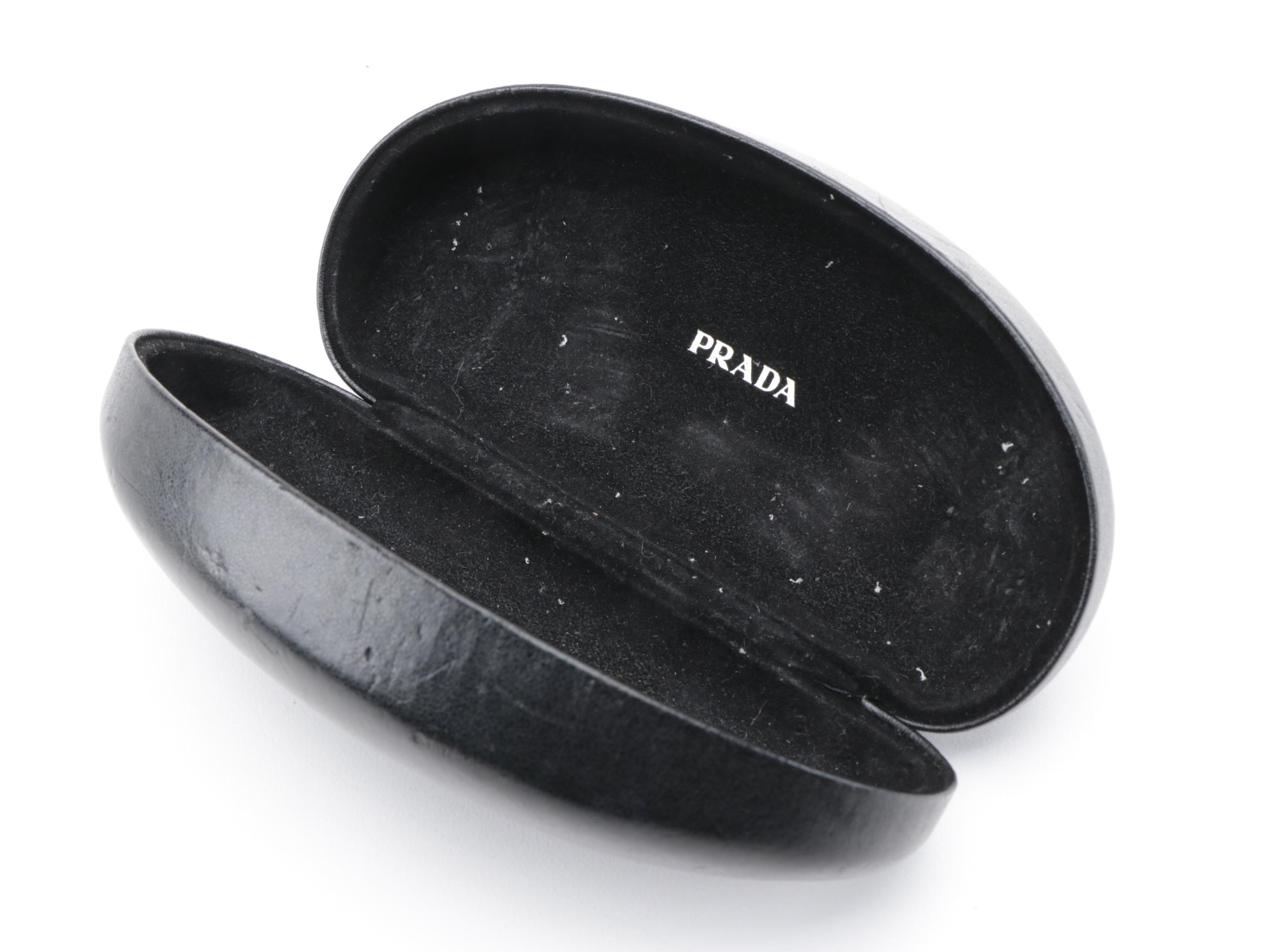 Prada Black Leather Eyeglass Case