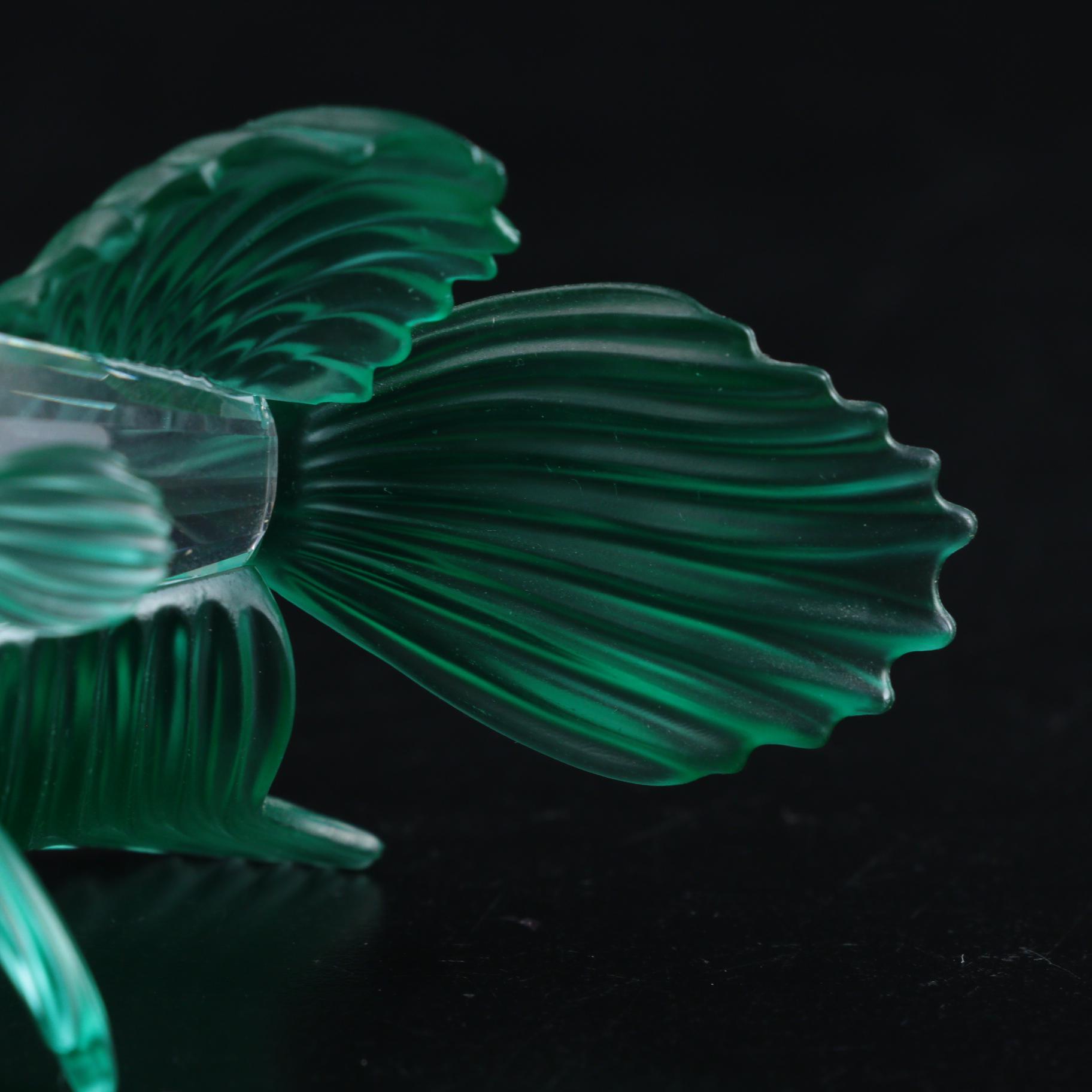 Swarovski Red, Green, and Blue "Siamese Fighting Fish" Crystal Figurines