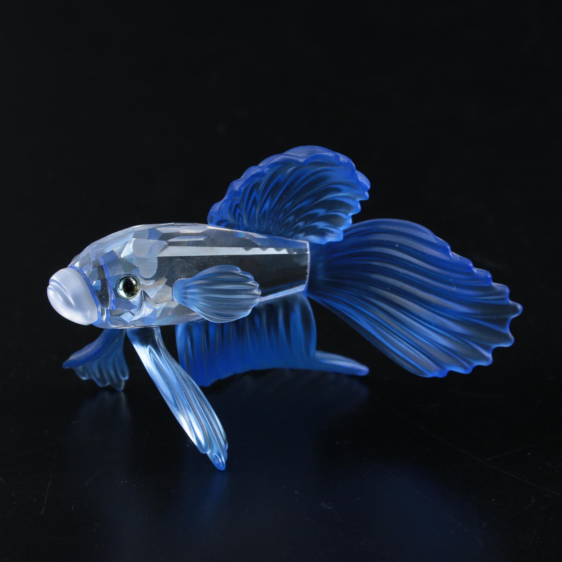 Swarovski Red, Green, and Blue "Siamese Fighting Fish" Crystal Figurines