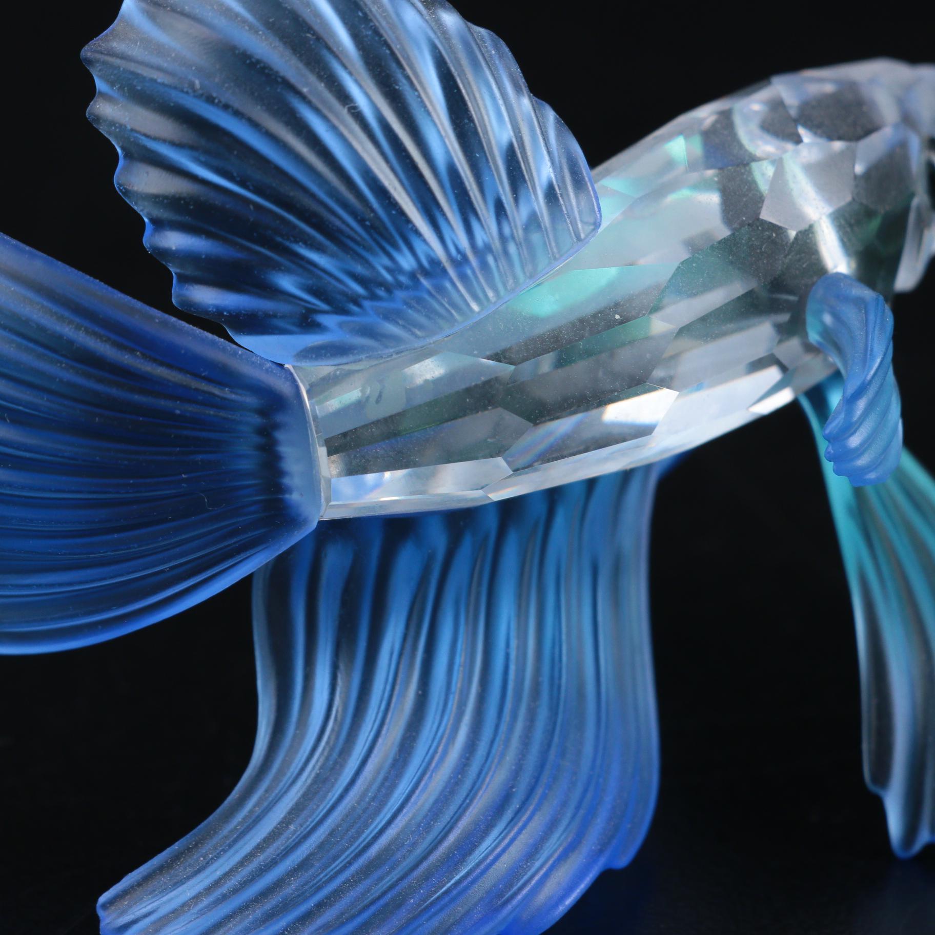 Swarovski Red, Green, and Blue "Siamese Fighting Fish" Crystal Figurines