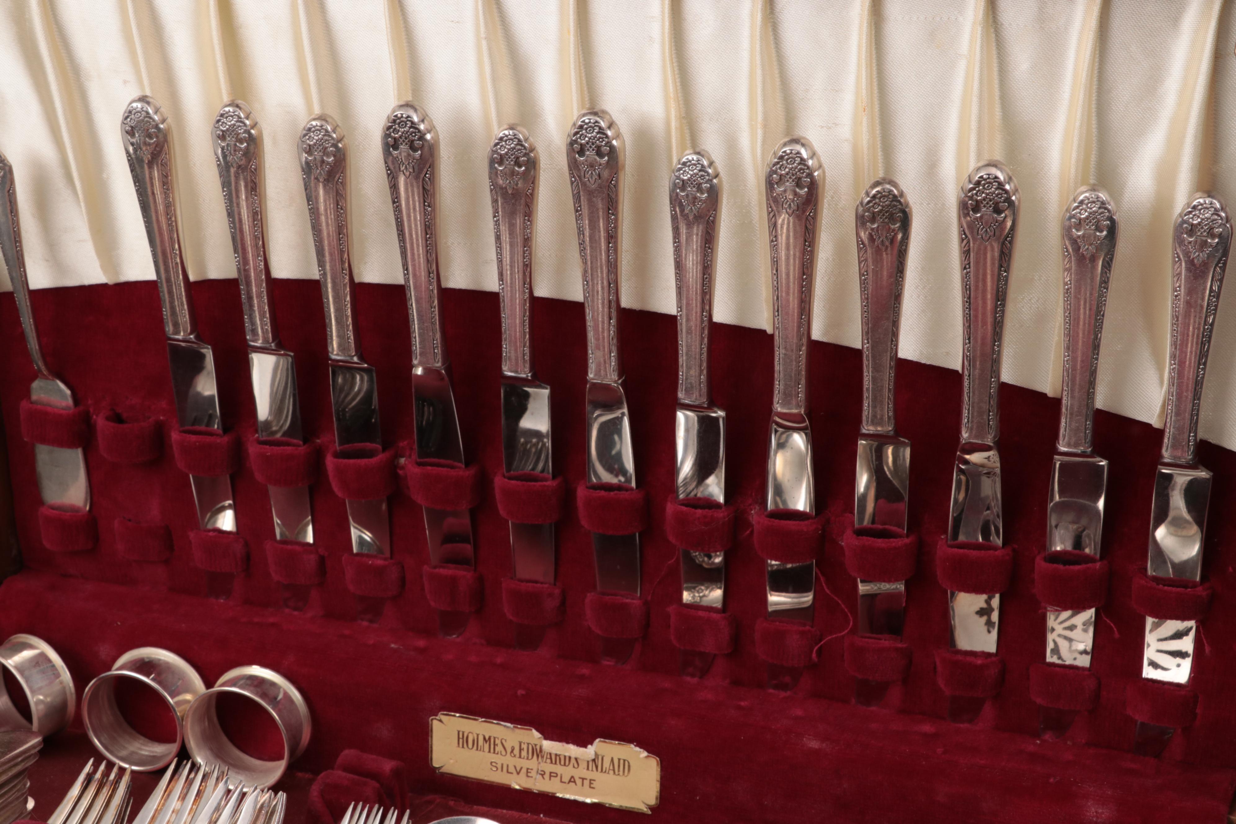 Holmes & Edwards "Lovely Lady" Plate Flatware with Sterling Knives and Ladle