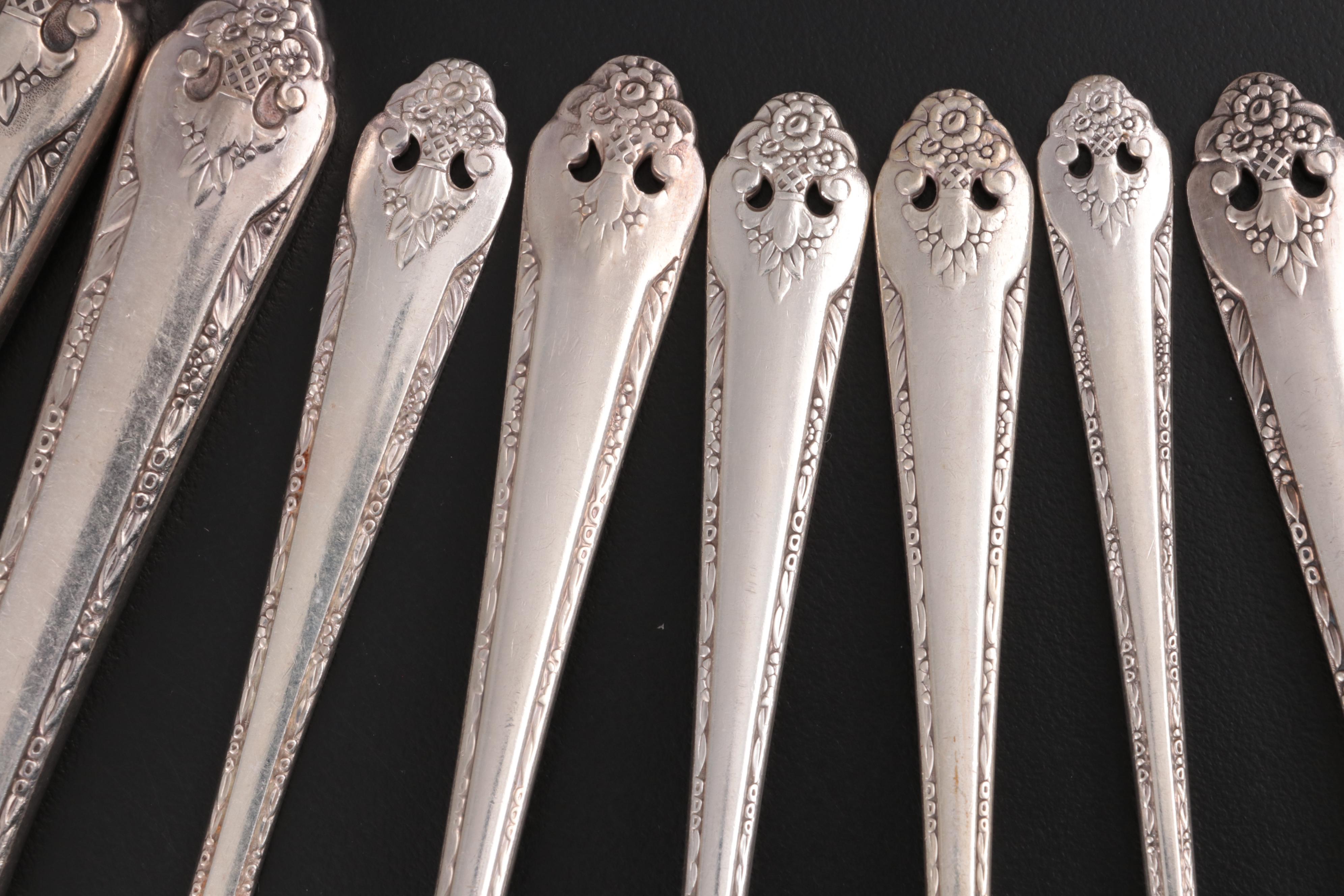 Holmes & Edwards "Lovely Lady" Plate Flatware with Sterling Knives and Ladle