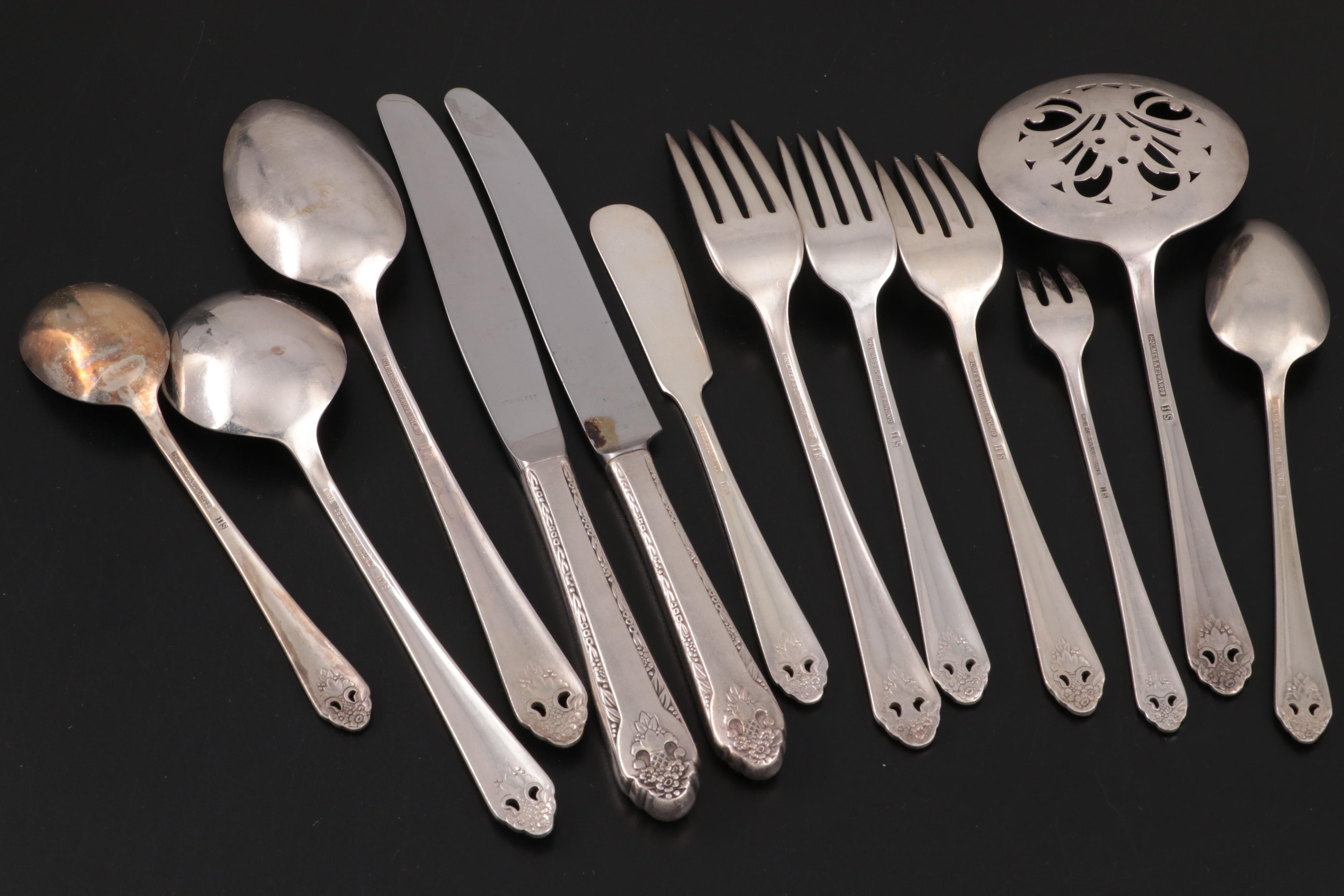 Holmes & Edwards "Lovely Lady" Plate Flatware with Sterling Knives and Ladle