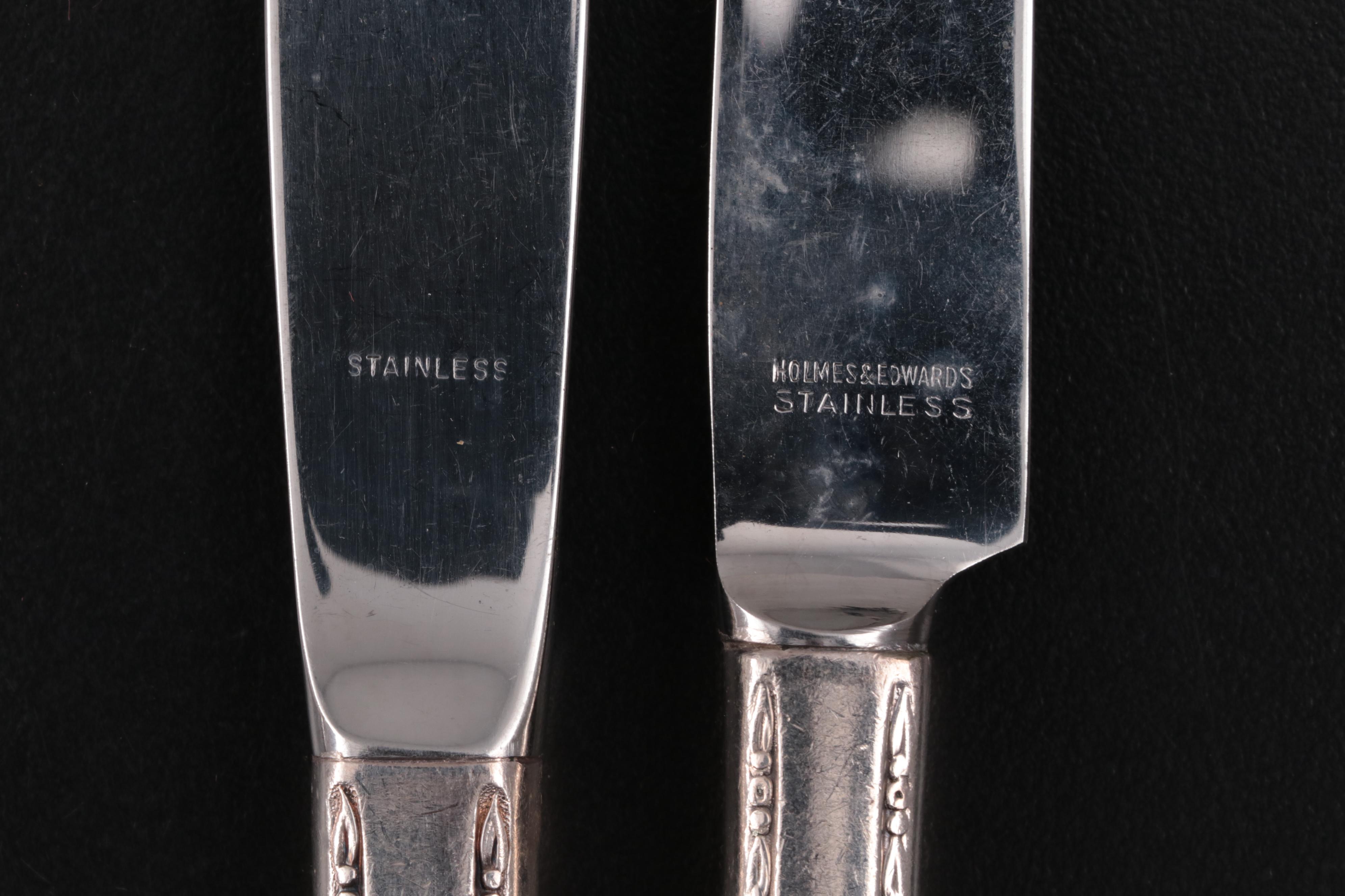 Holmes & Edwards "Lovely Lady" Plate Flatware with Sterling Knives and Ladle