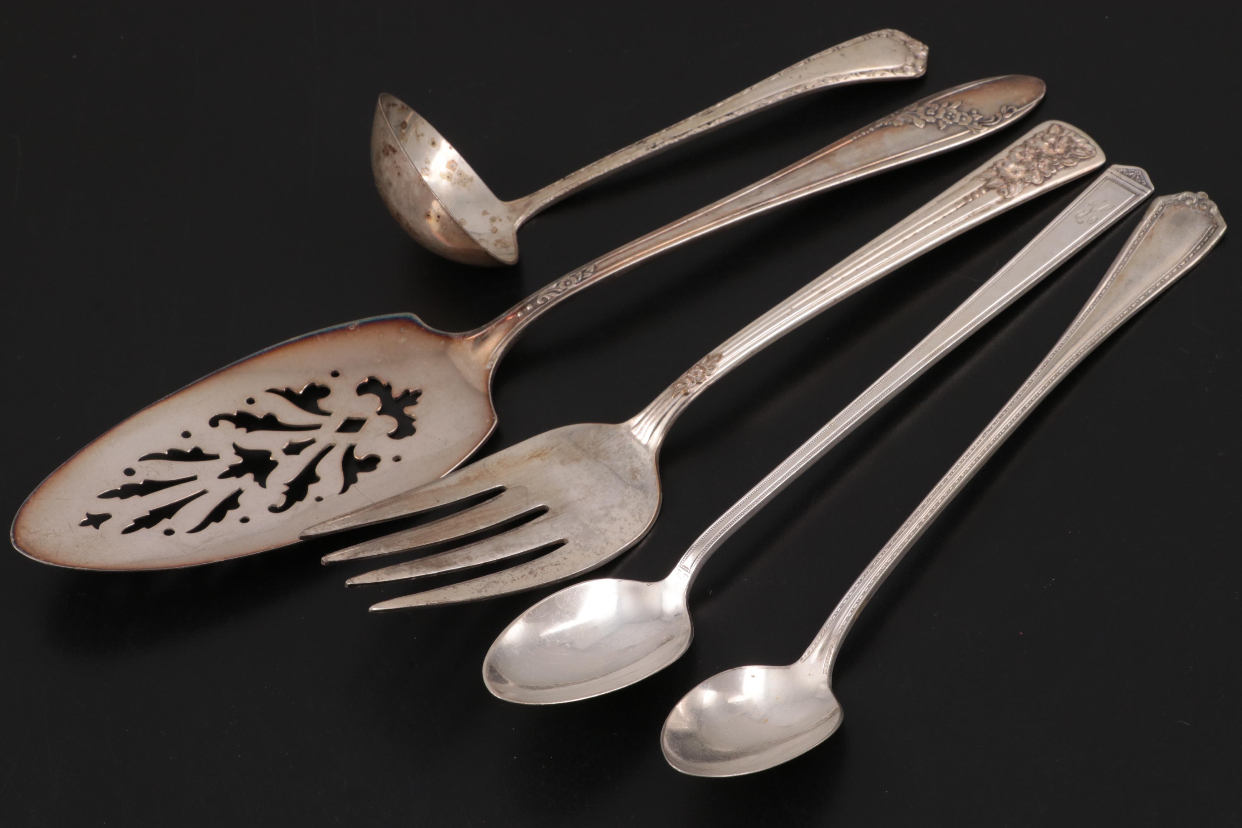 Holmes & Edwards "Lovely Lady" Plate Flatware with Sterling Knives and Ladle