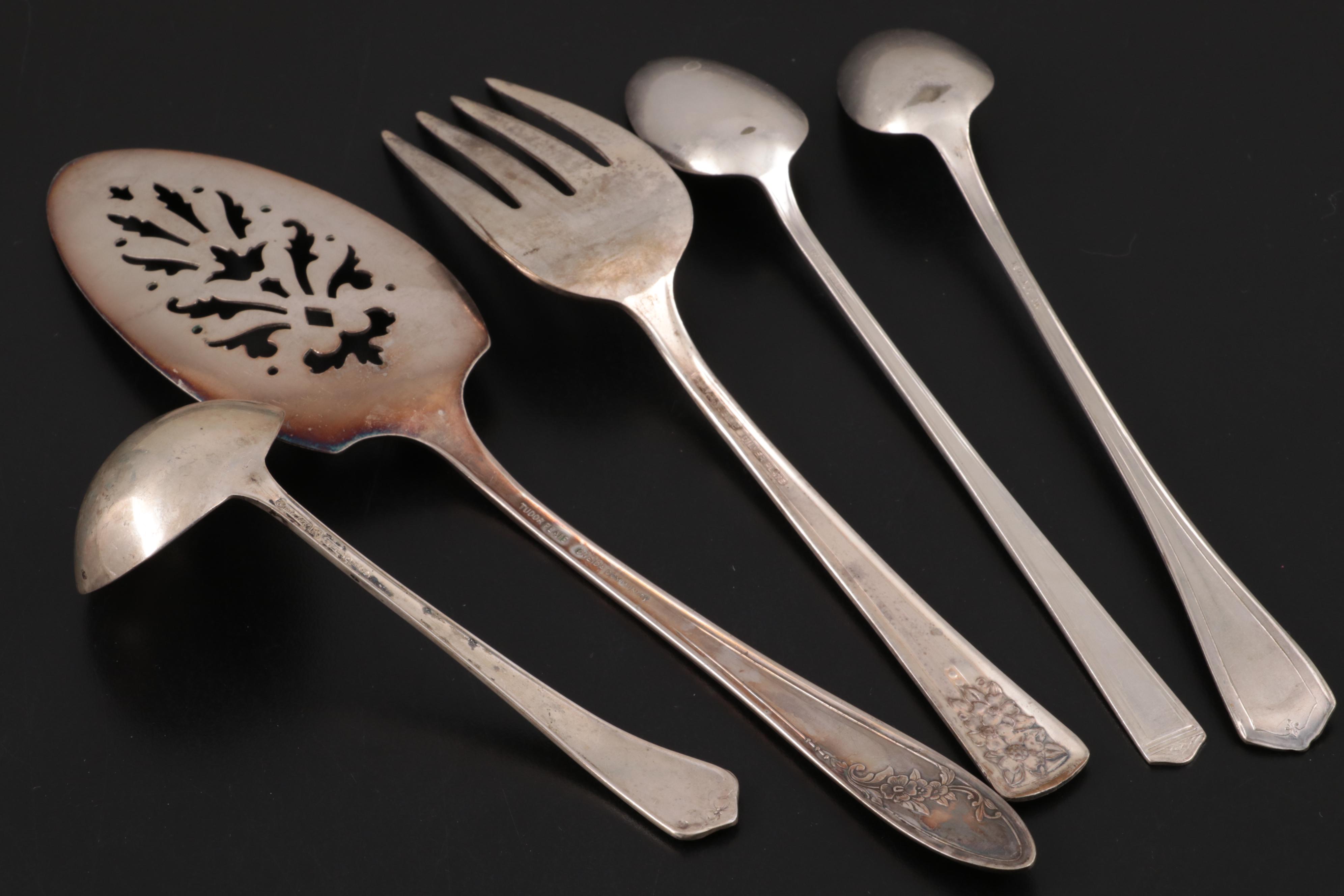 Holmes & Edwards "Lovely Lady" Plate Flatware with Sterling Knives and Ladle