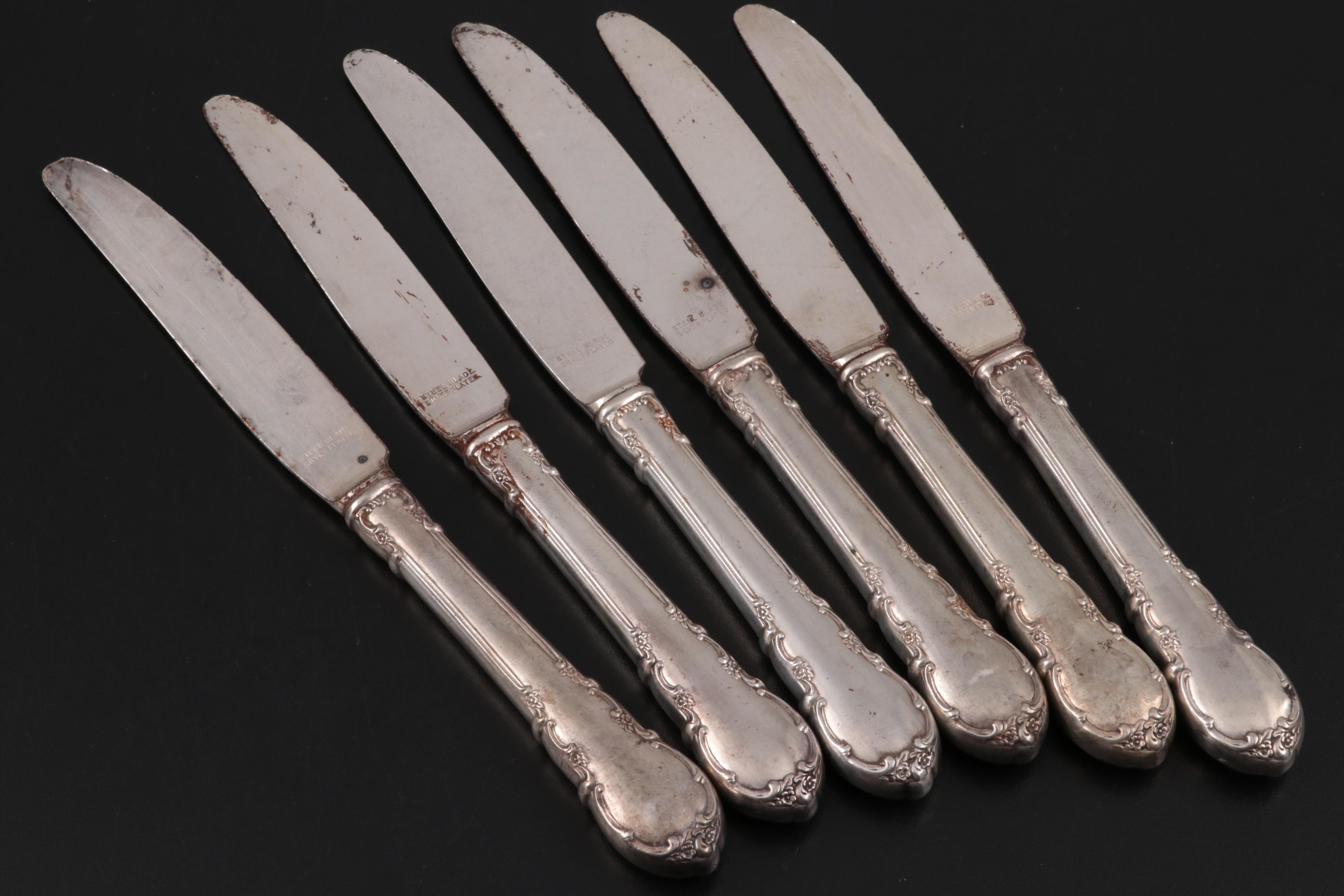 Holmes & Edwards "Lovely Lady" Plate Flatware with Sterling Knives and Ladle