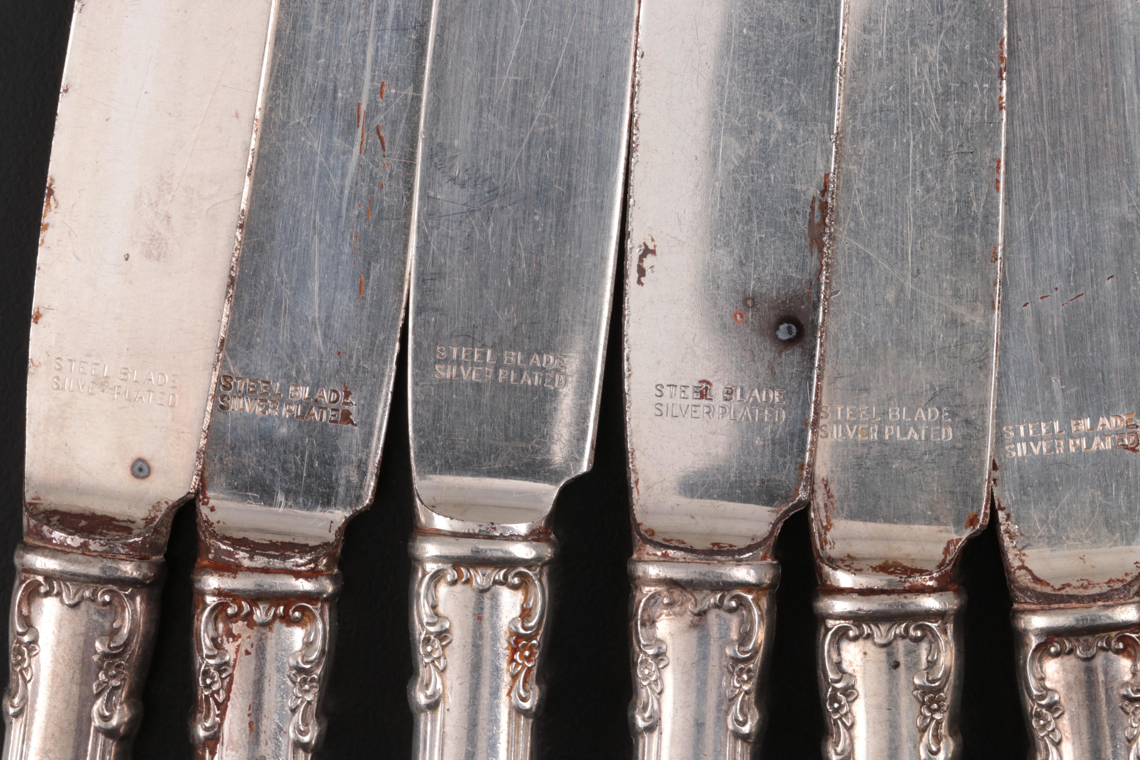 Holmes & Edwards "Lovely Lady" Plate Flatware with Sterling Knives and Ladle