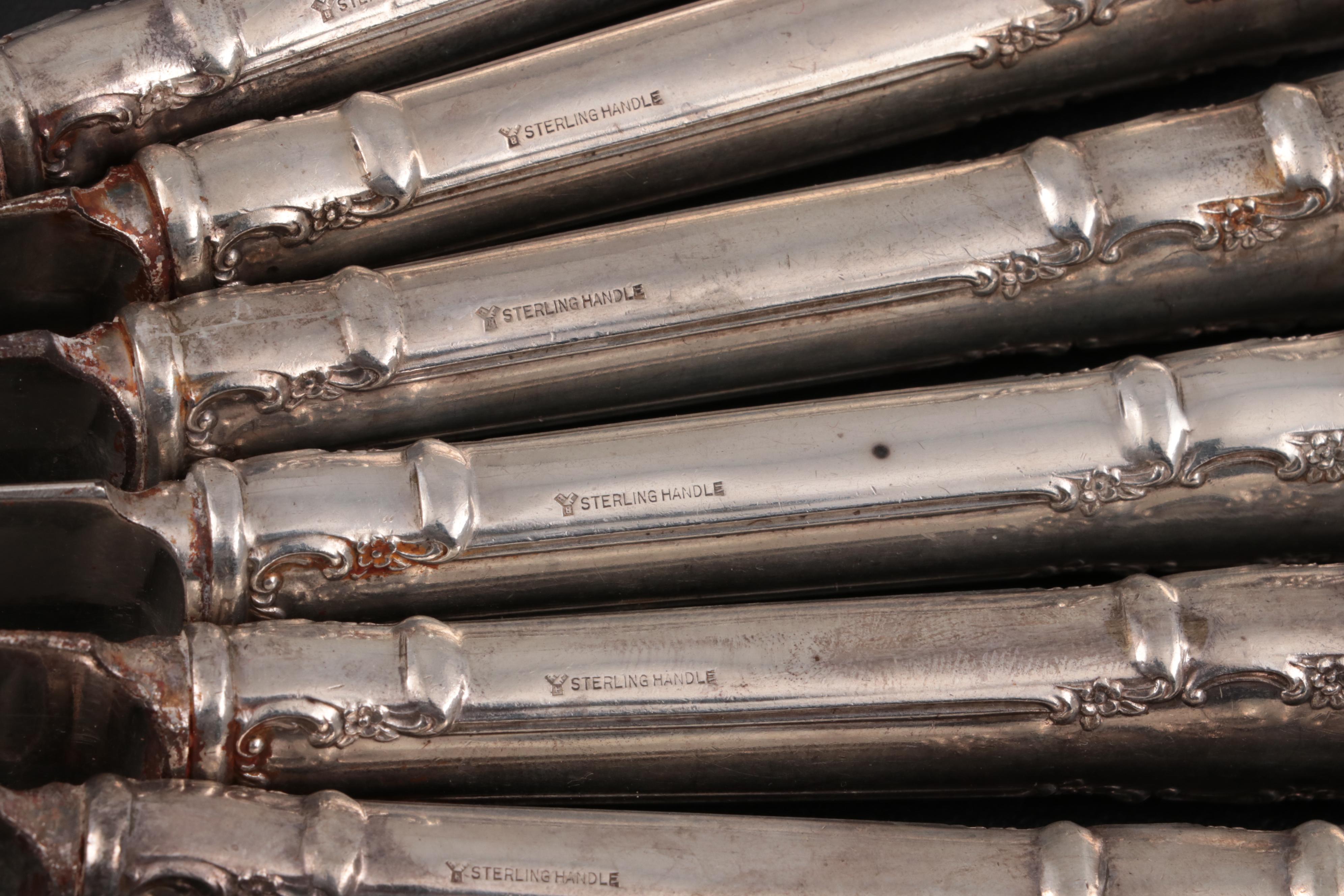 Holmes & Edwards "Lovely Lady" Plate Flatware with Sterling Knives and Ladle