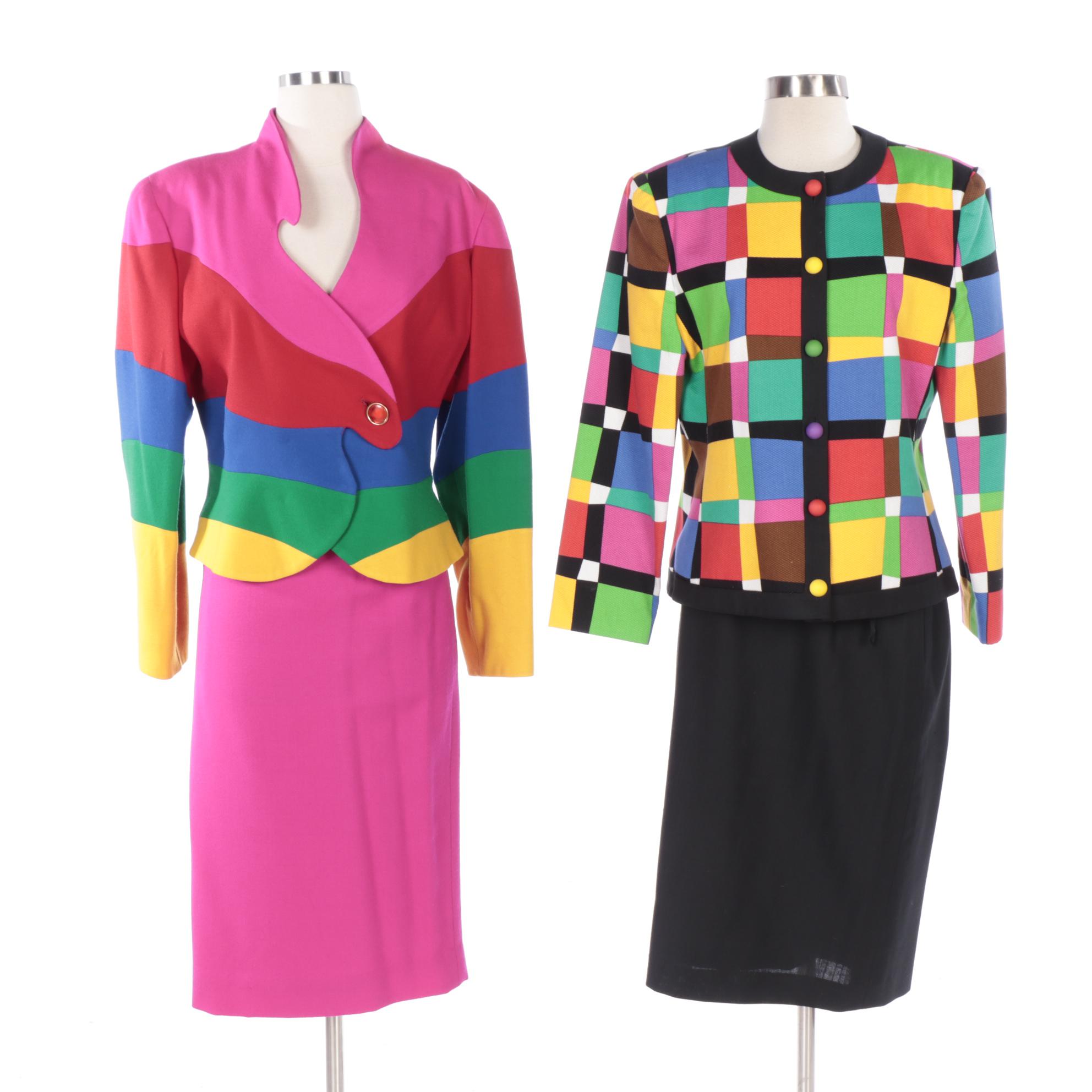 George Simonton and Ann Kirk Color Block Skirt Suits