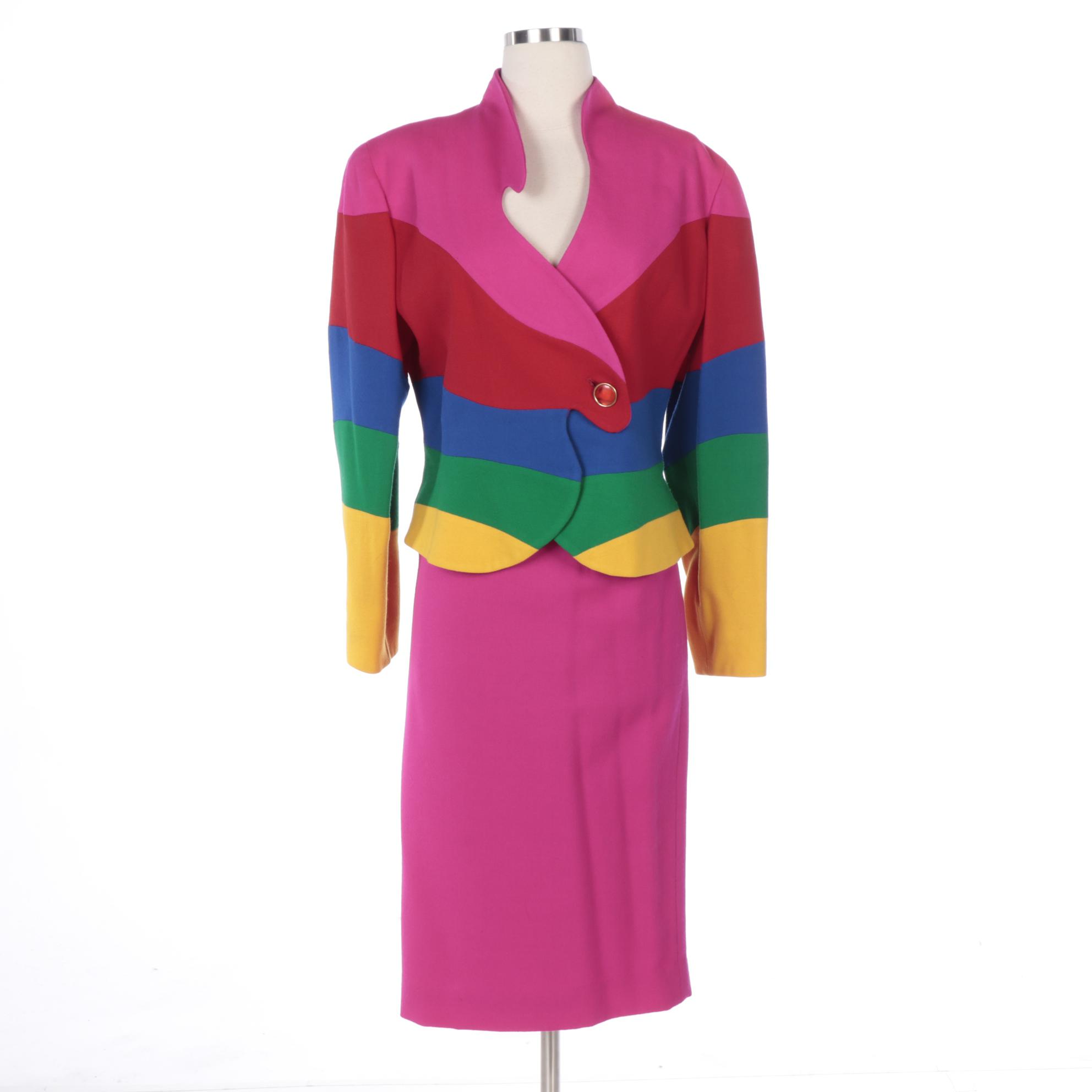 George Simonton and Ann Kirk Color Block Skirt Suits