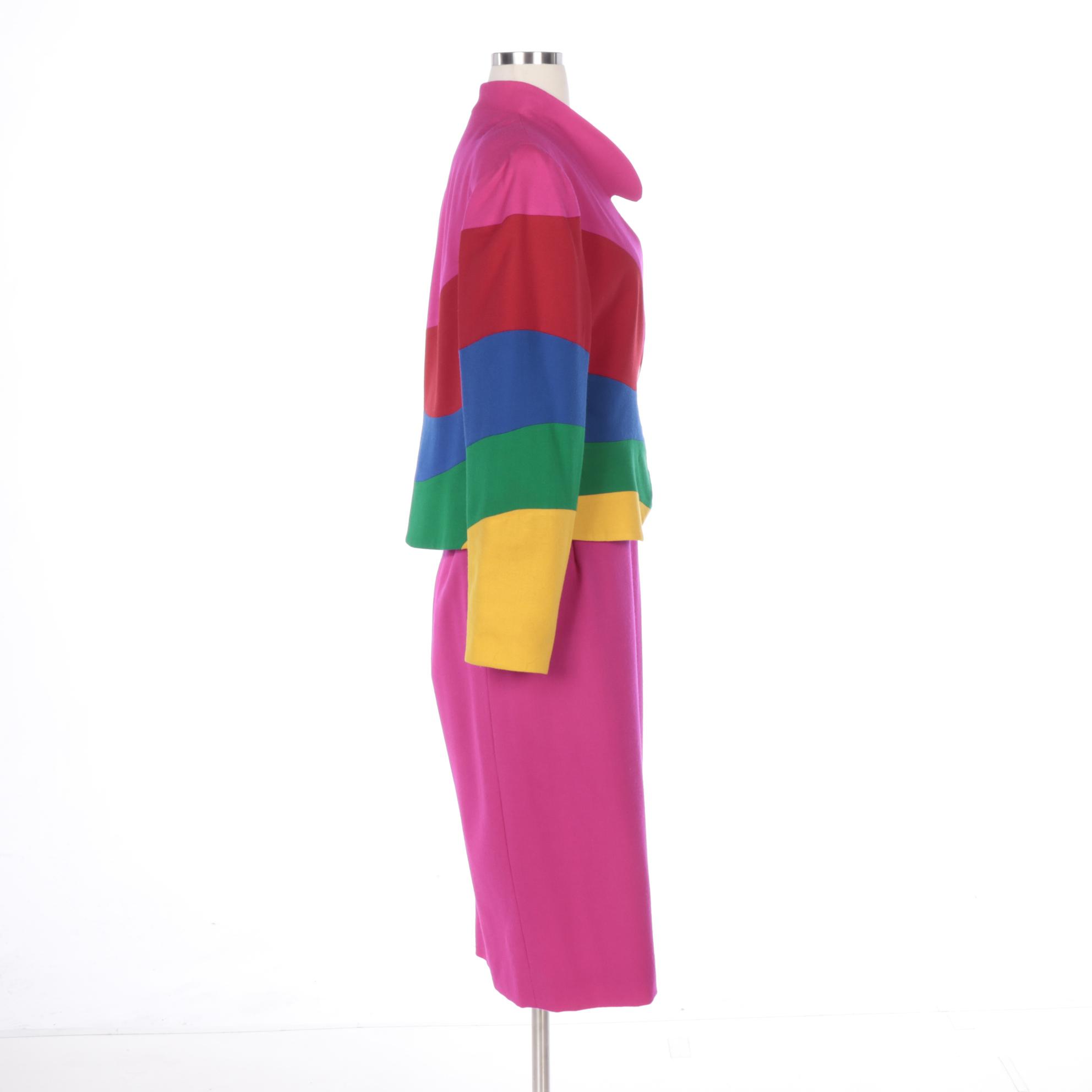 George Simonton and Ann Kirk Color Block Skirt Suits