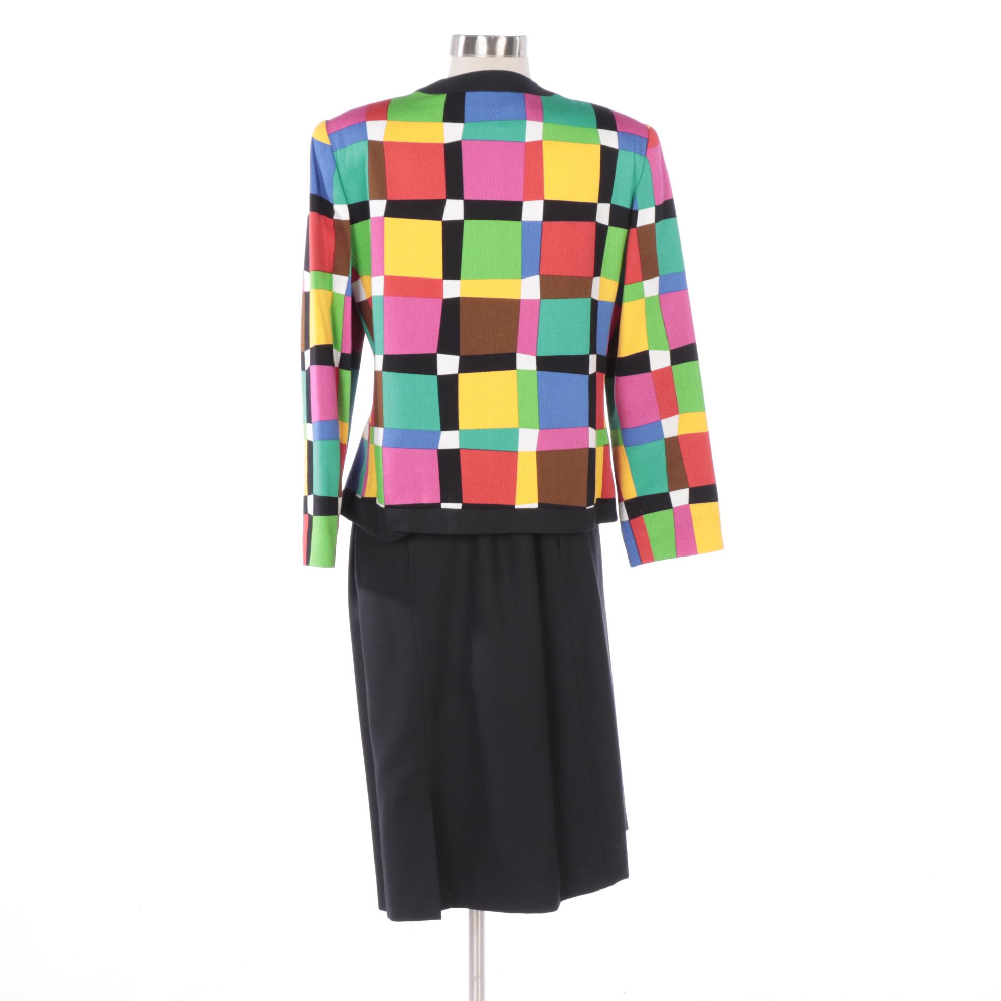 George Simonton and Ann Kirk Color Block Skirt Suits