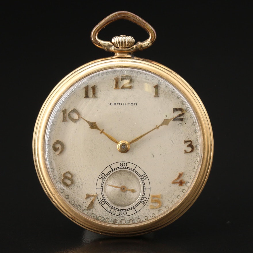 1917 Hamilton 14K Yellow Gold Pocket Watch