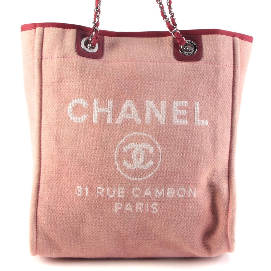 Chanel Deauville Canvas and Leather Trim Shoulder Tote