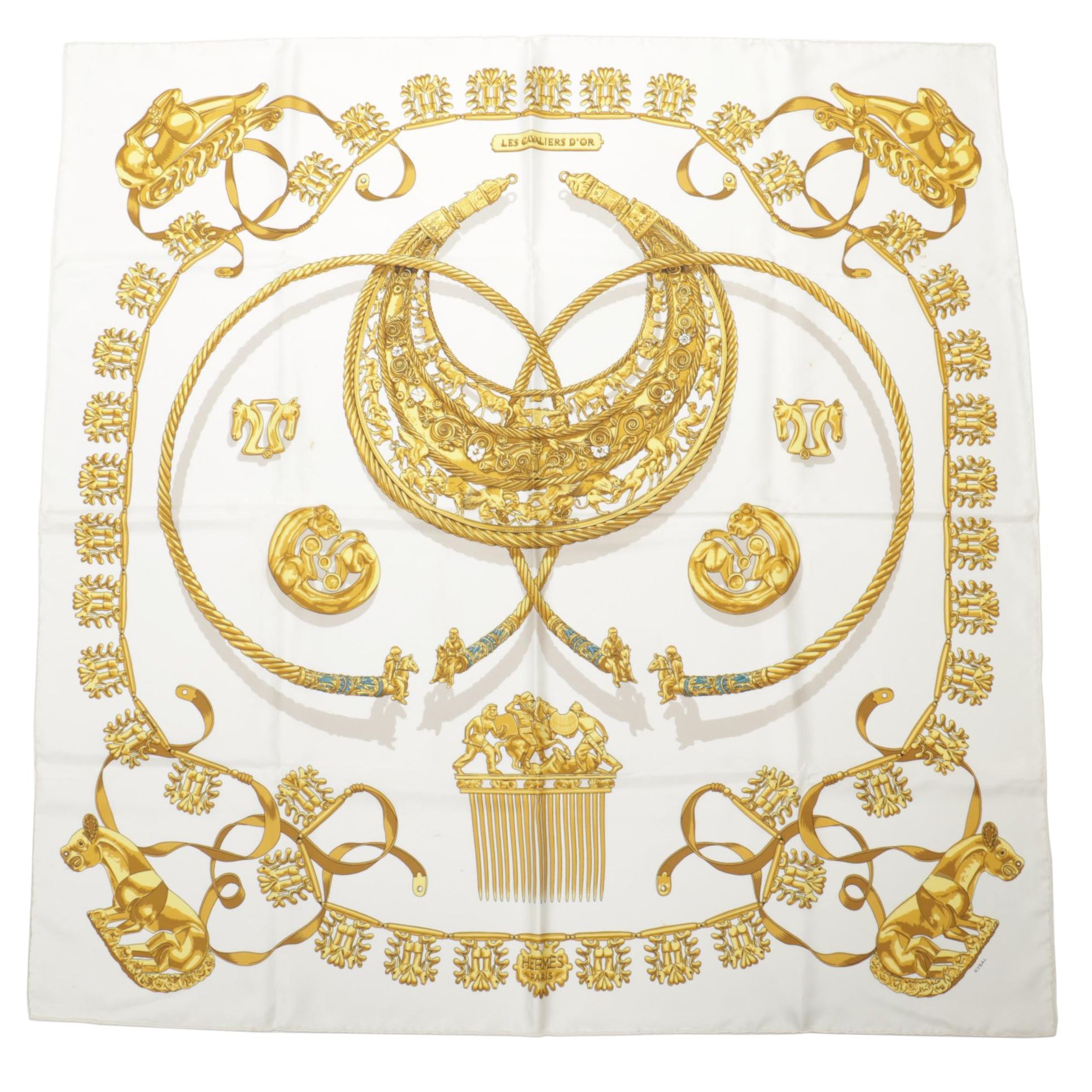 Hermès "Les Cavaliers D'Or" Silk Twill Scarf