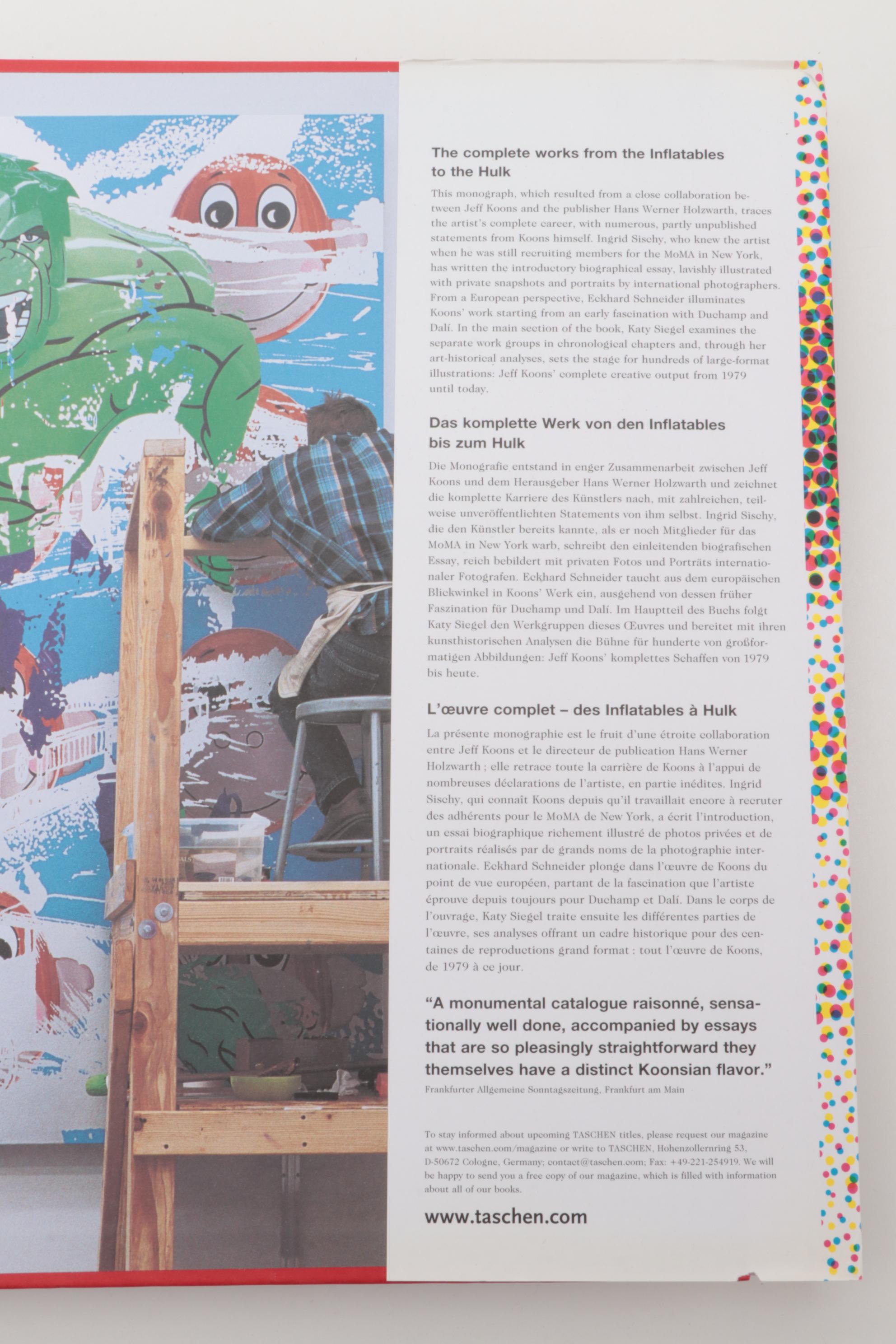 "Jeff Koons" Art Reference Book Edited by Hans Werner Holzwarth, 2009