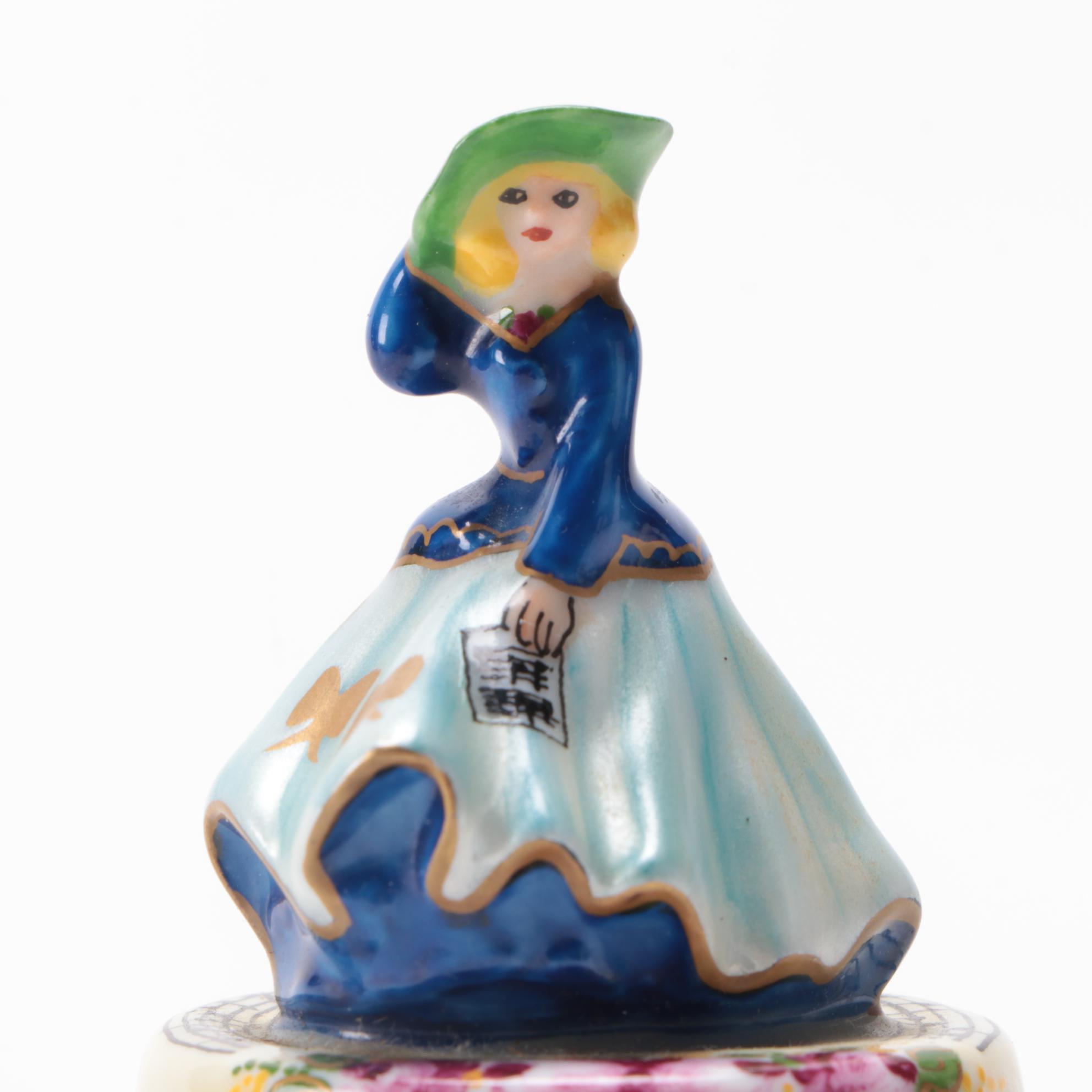 France Limoges Woman Figural Trinket Box Limited Edition, Mid-20th Century
