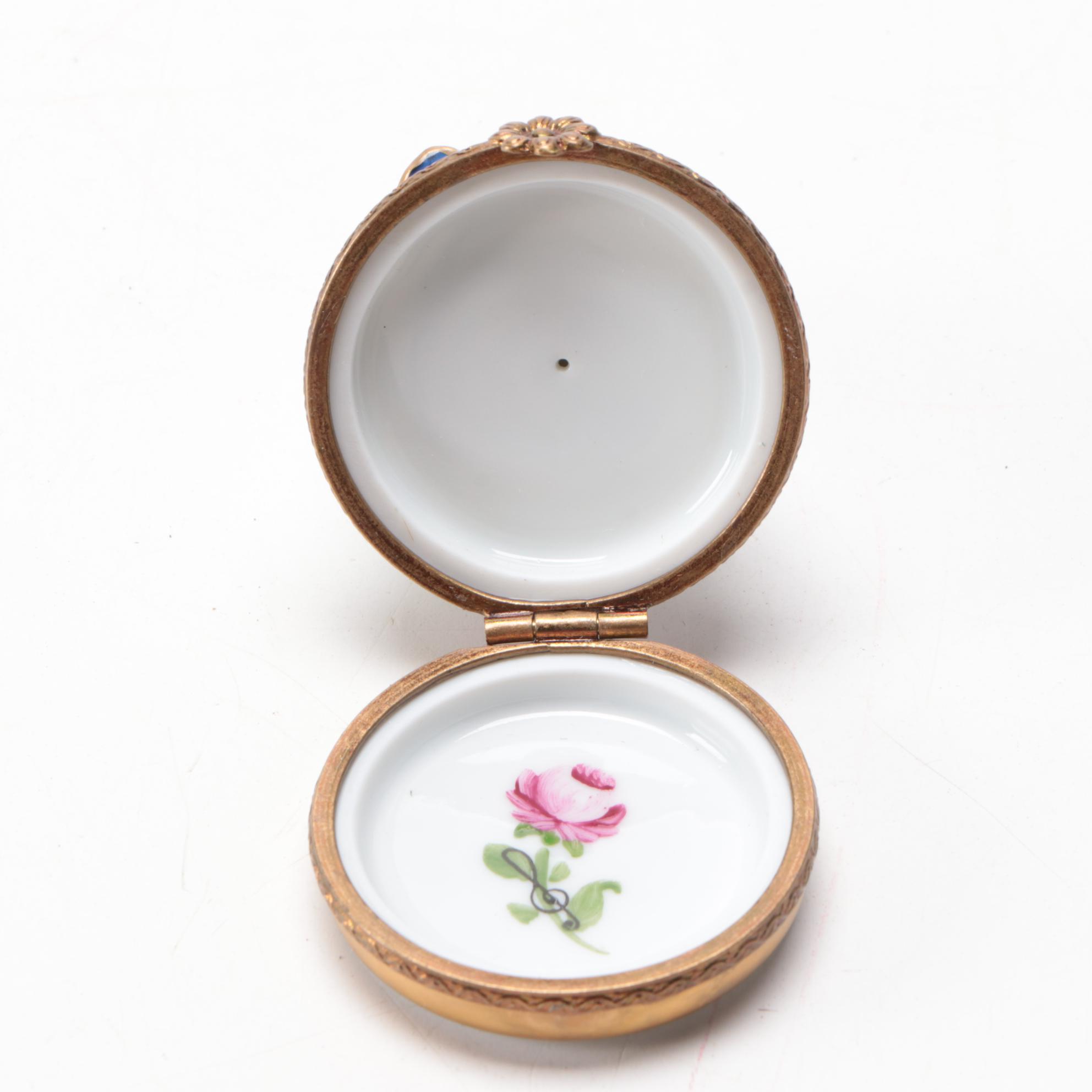 France Limoges Woman Figural Trinket Box Limited Edition, Mid-20th Century