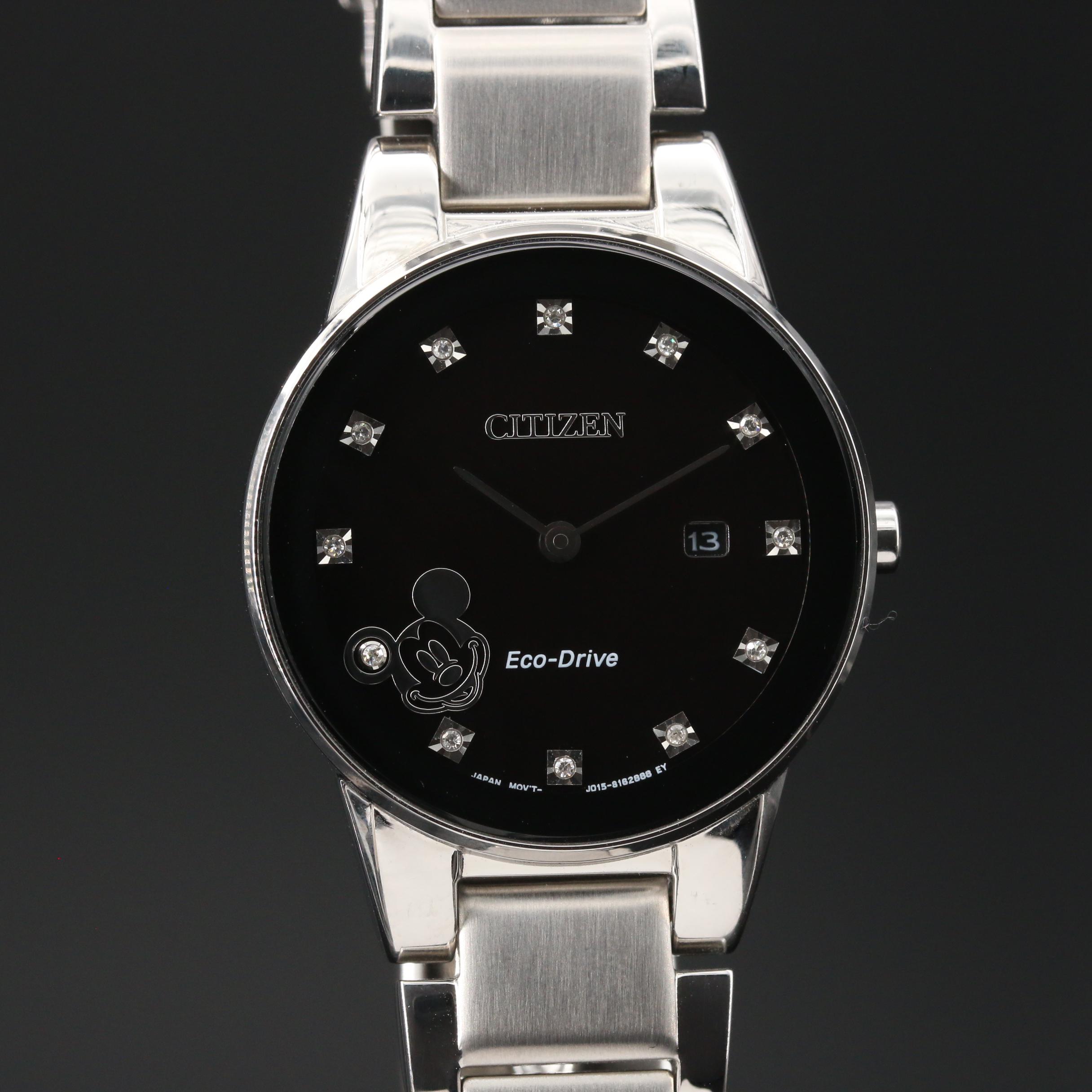 Citizen Eco-Drive Mickey Mouse Diamond and Stainless Steel Watch
