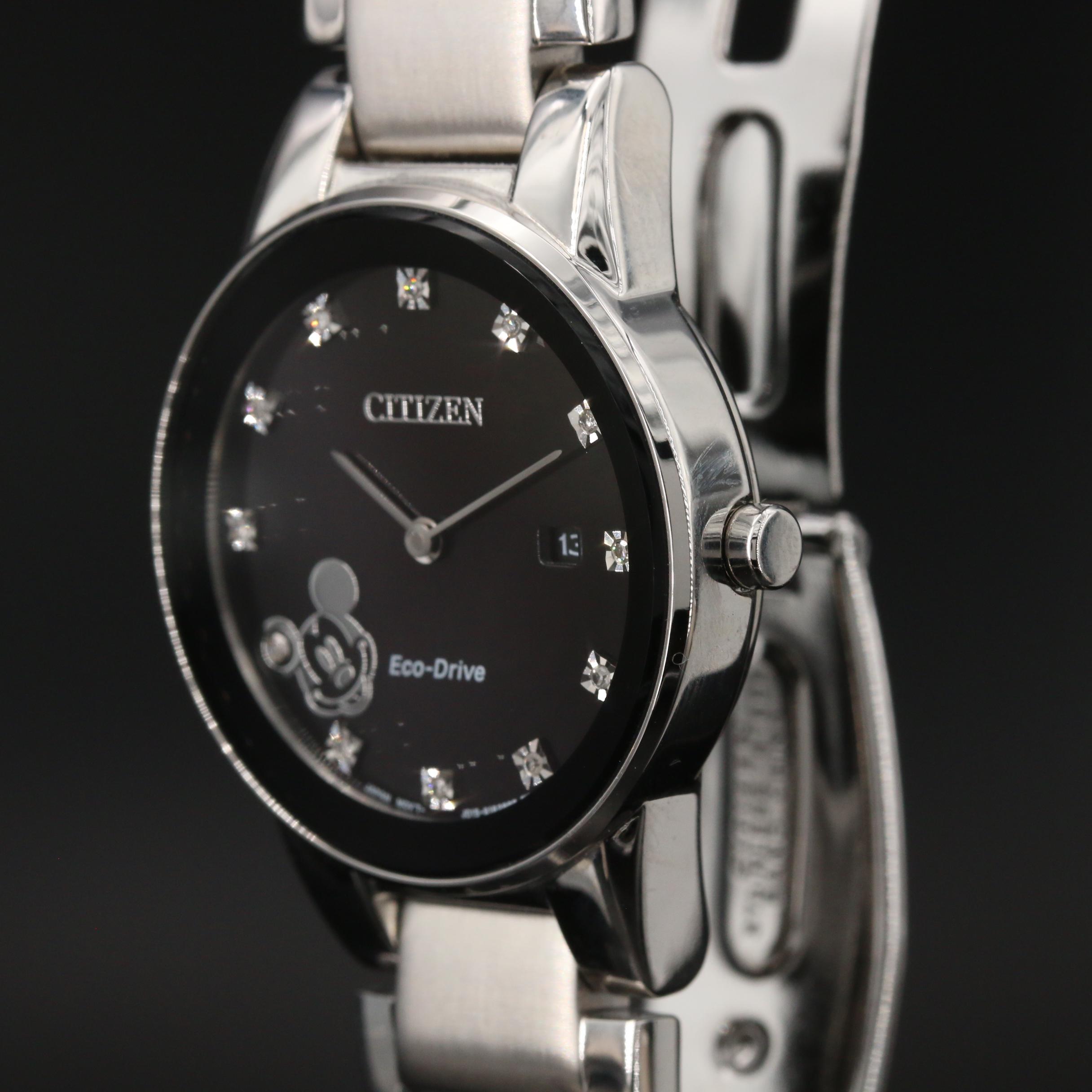 Citizen Eco-Drive Mickey Mouse Diamond and Stainless Steel Watch