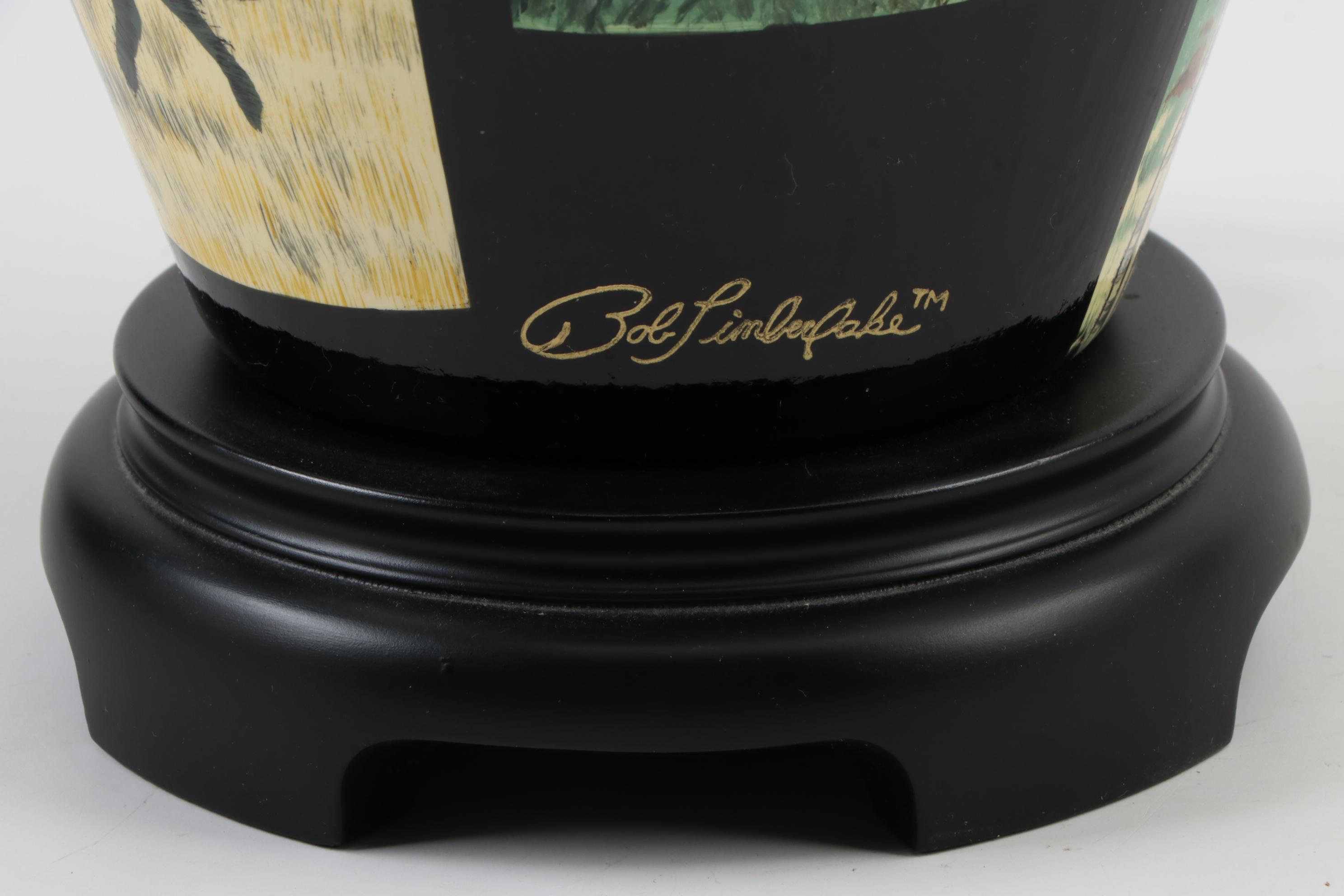 Bob Timberlake Hand-Painted Woodland Motif Ceramic Vase Table Lamp