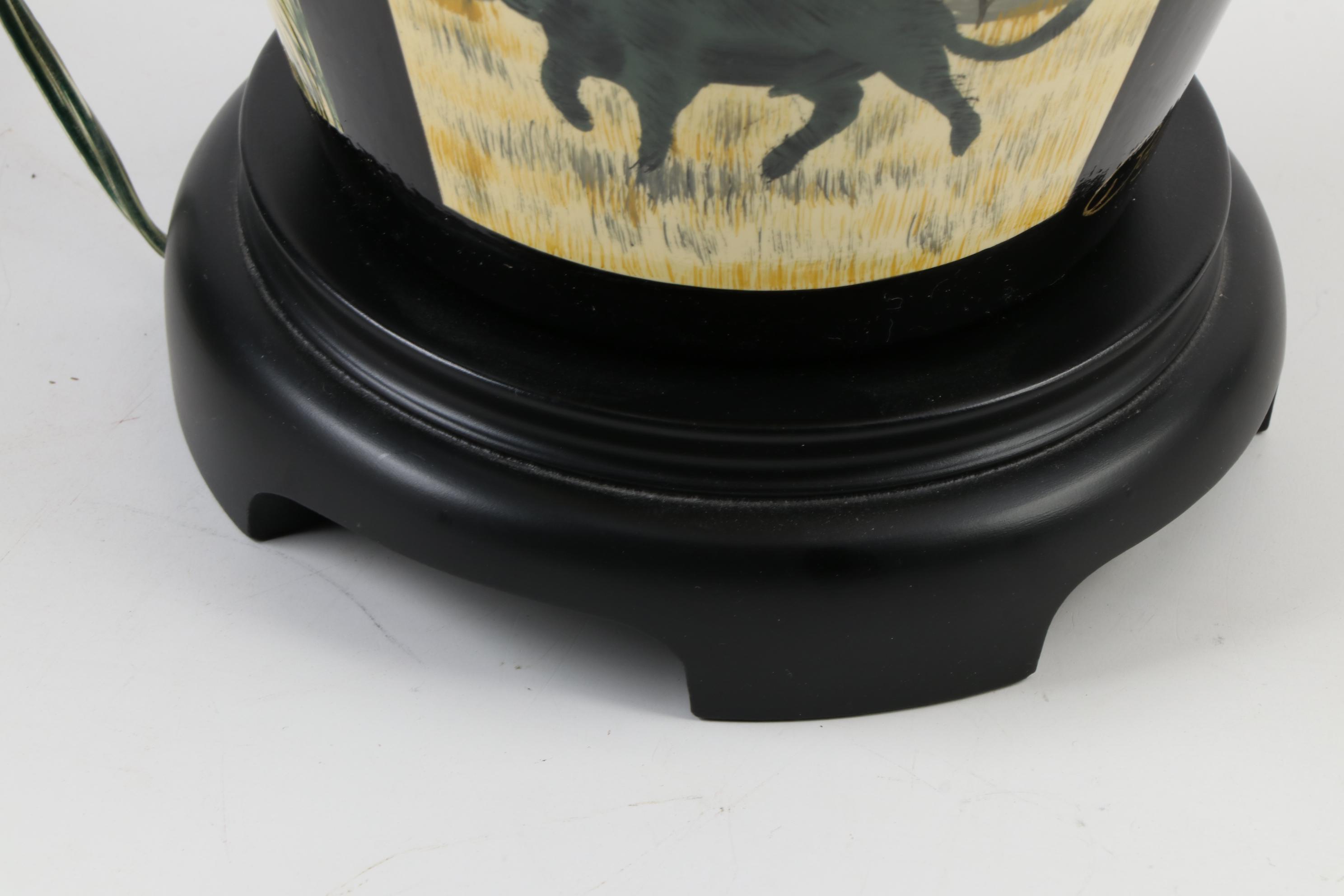 Bob Timberlake Hand-Painted Woodland Motif Ceramic Vase Table Lamp