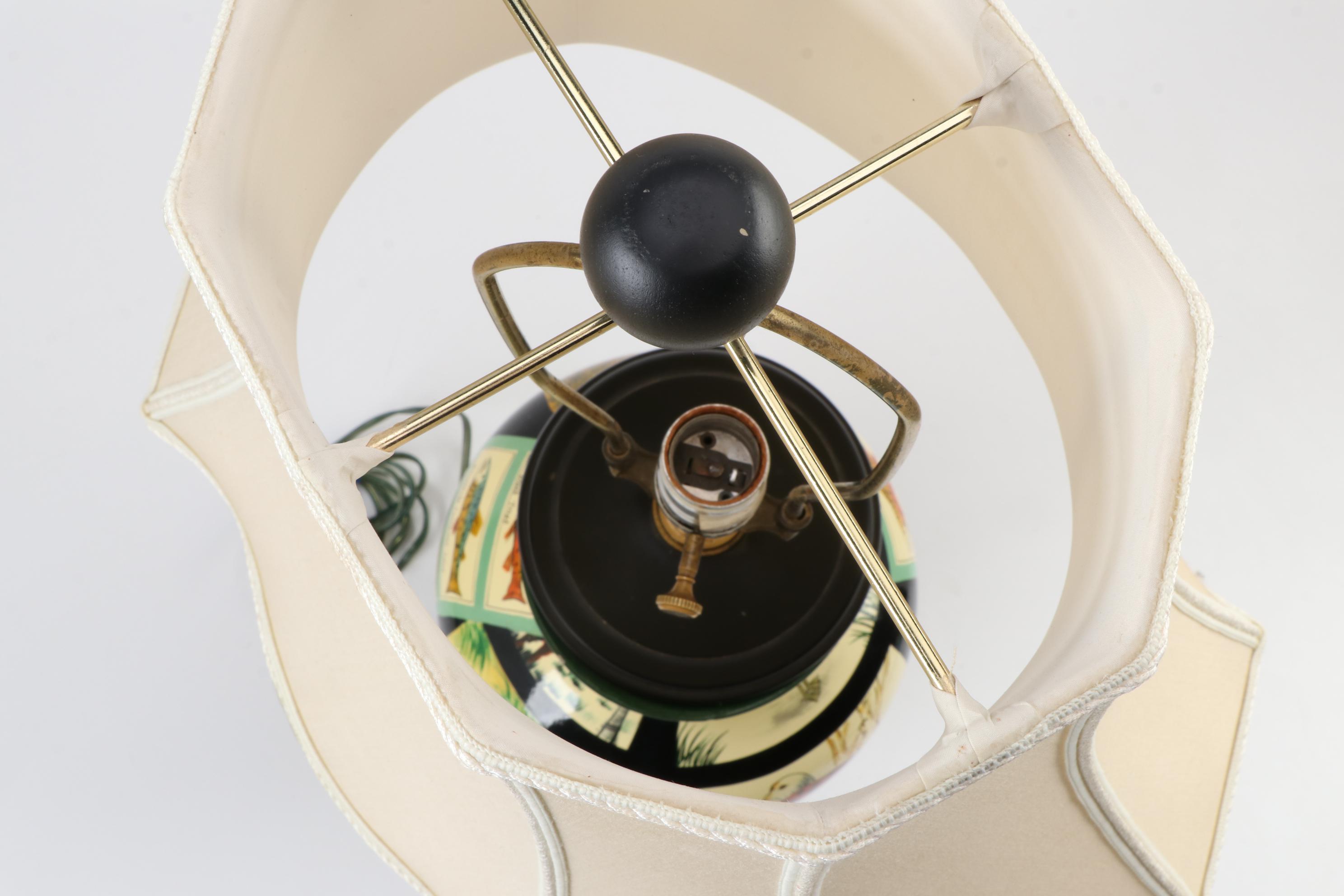 Bob Timberlake Hand-Painted Woodland Motif Ceramic Vase Table Lamp