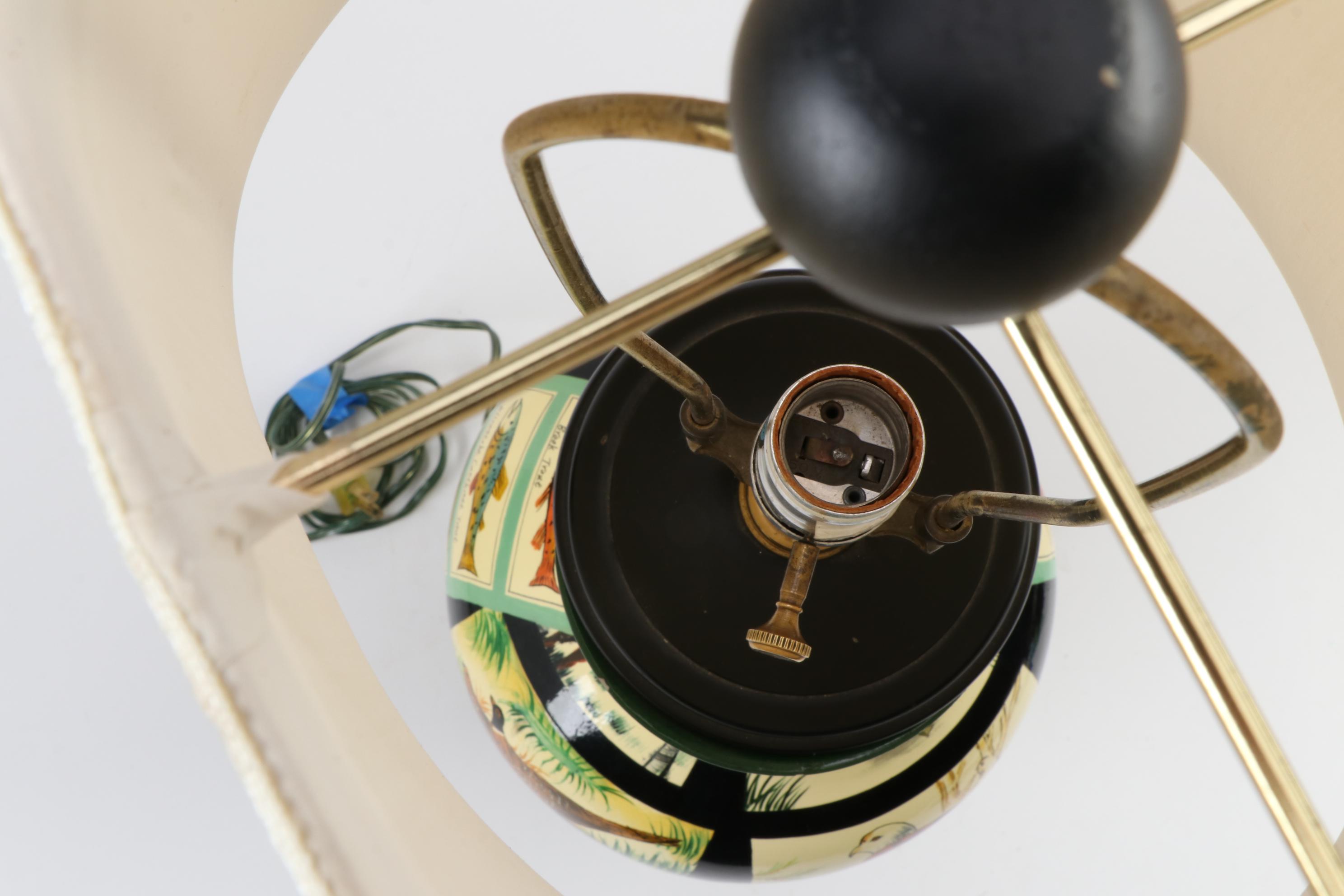 Bob Timberlake Hand-Painted Woodland Motif Ceramic Vase Table Lamp