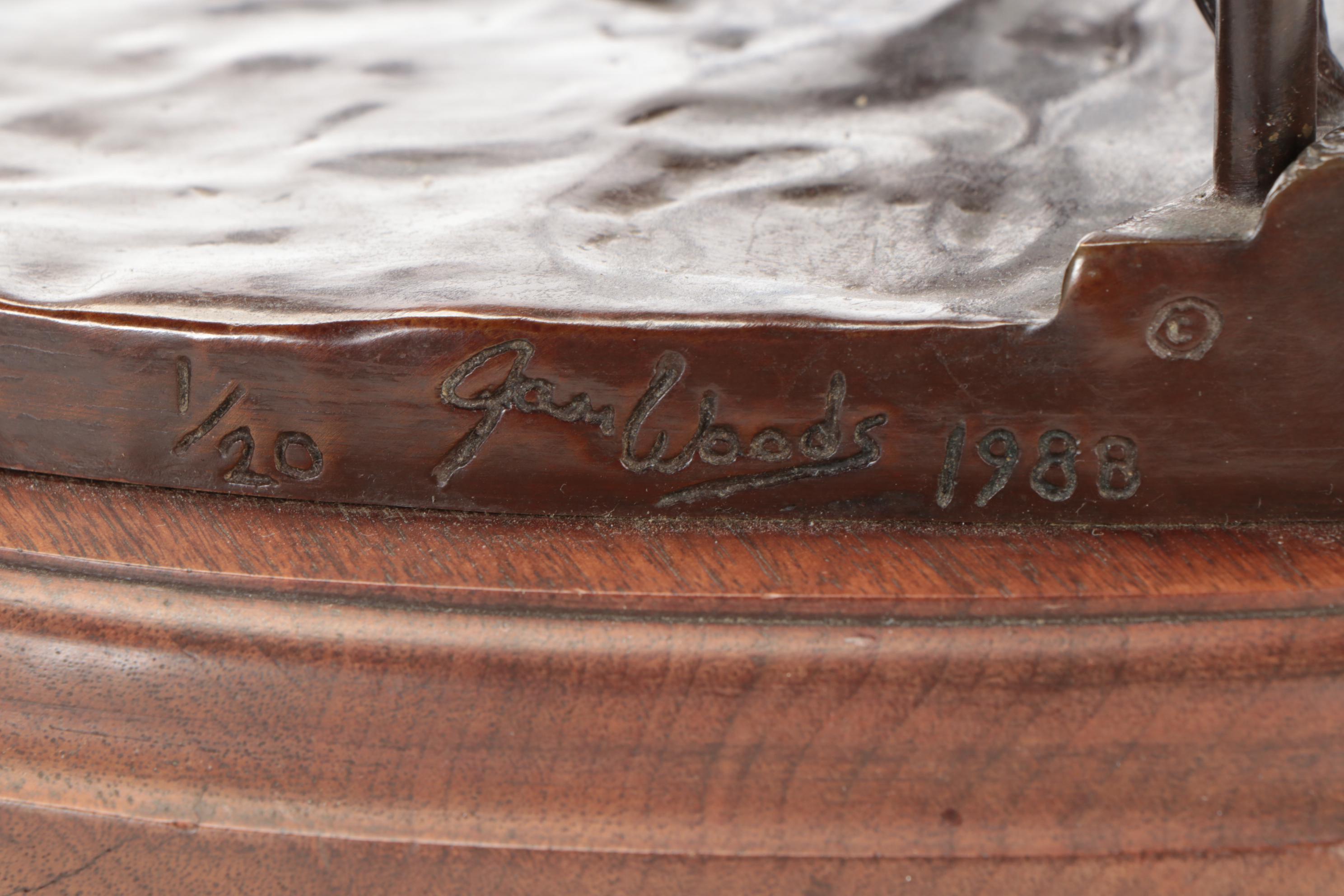 Jan Woods Bronze Sculpture "Buck at the Sale," 1988