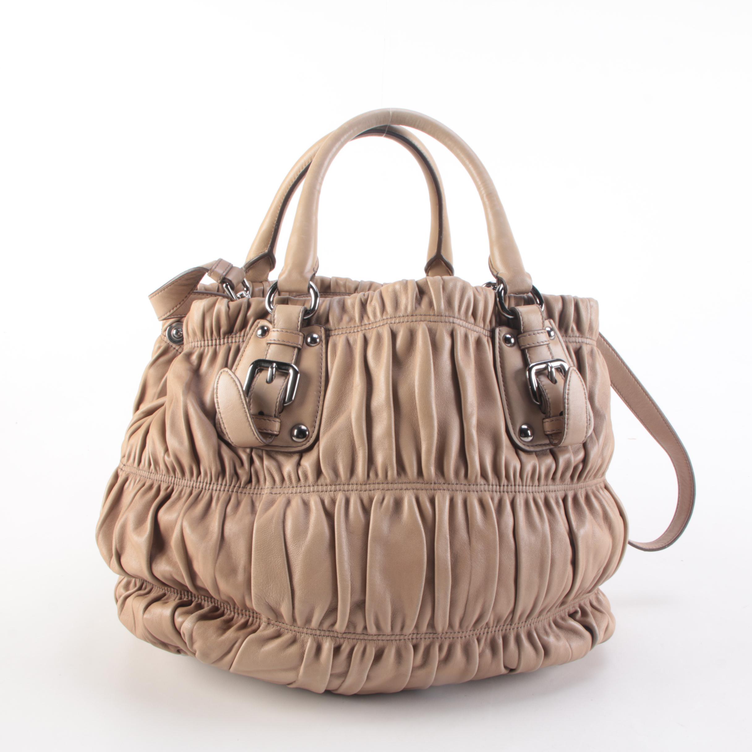 Prada Beige Gauffre Leather Two-Way Satchel