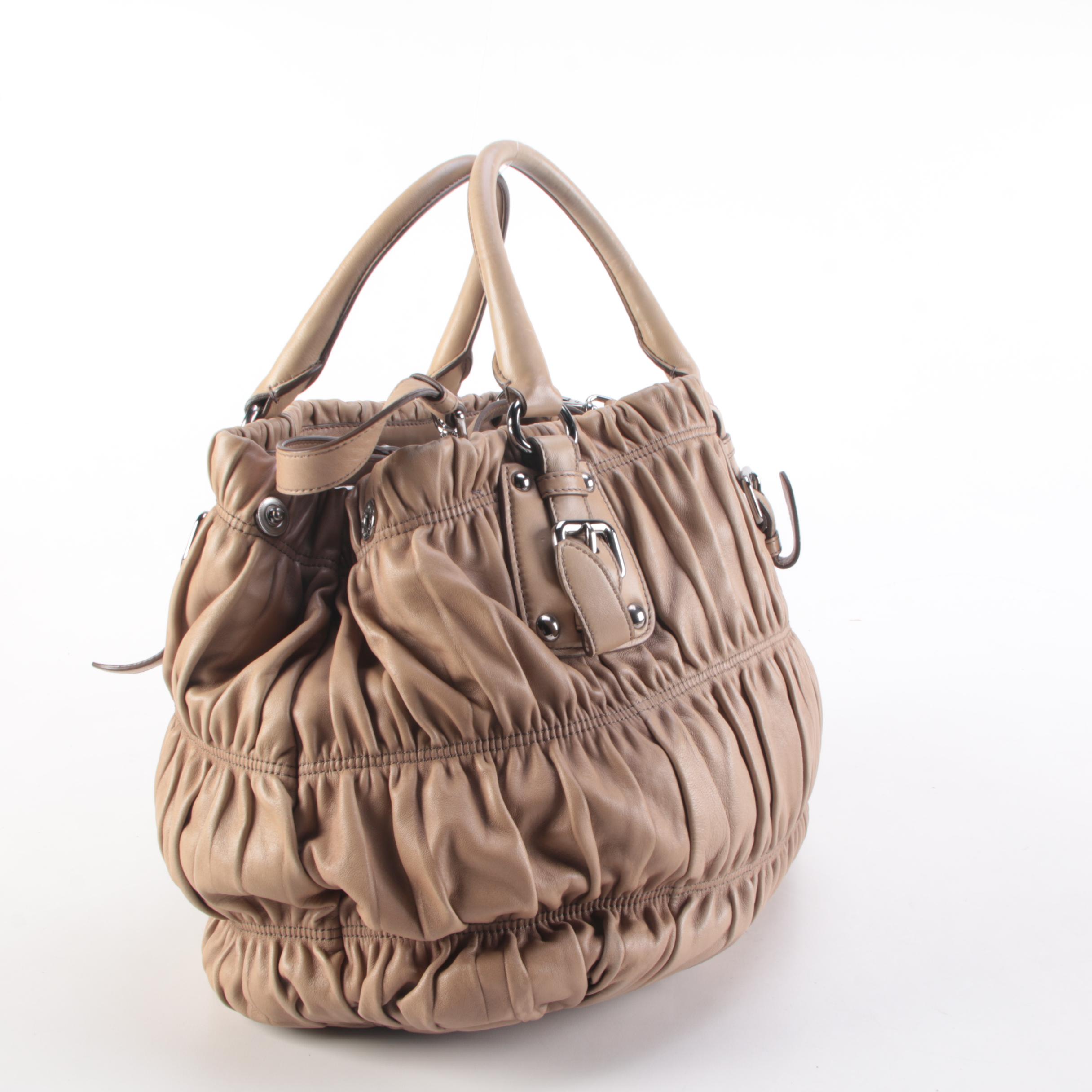 Prada Beige Gauffre Leather Two-Way Satchel