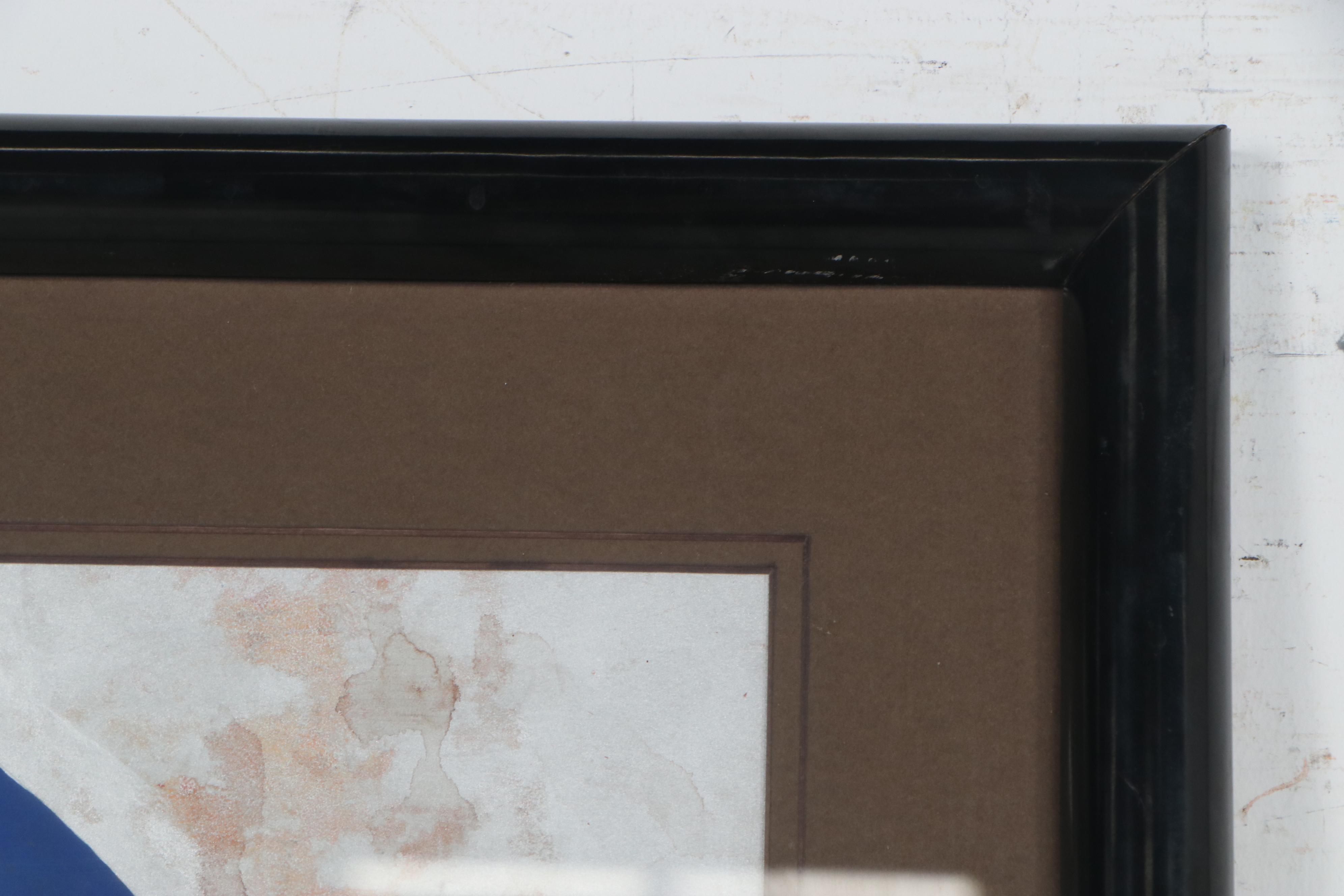 Roberto Cabrera Mixed Media Portrait Painting of a Man with Bird, 1978