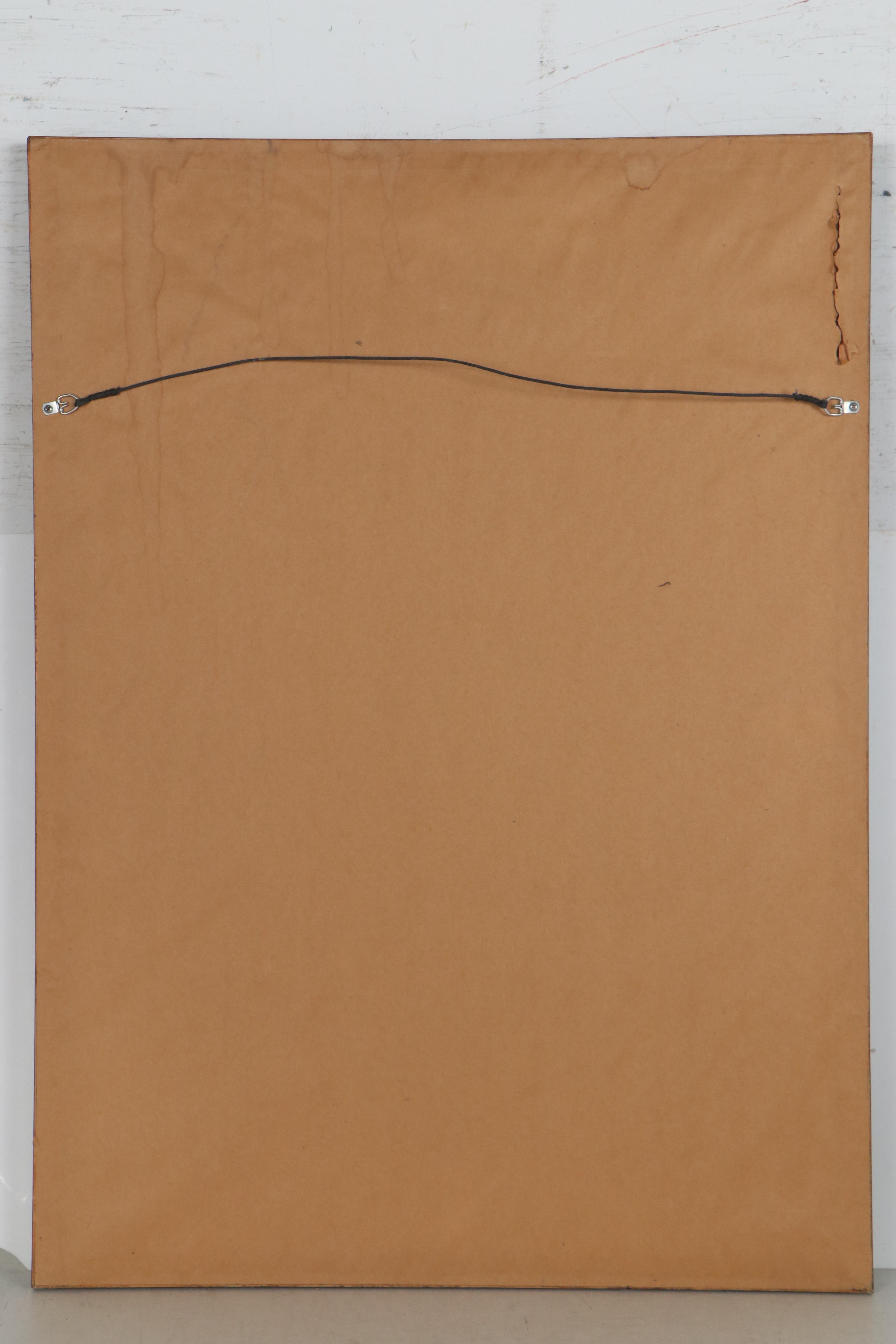 Roberto Cabrera Mixed Media Portrait Painting of a Man with Bird, 1978