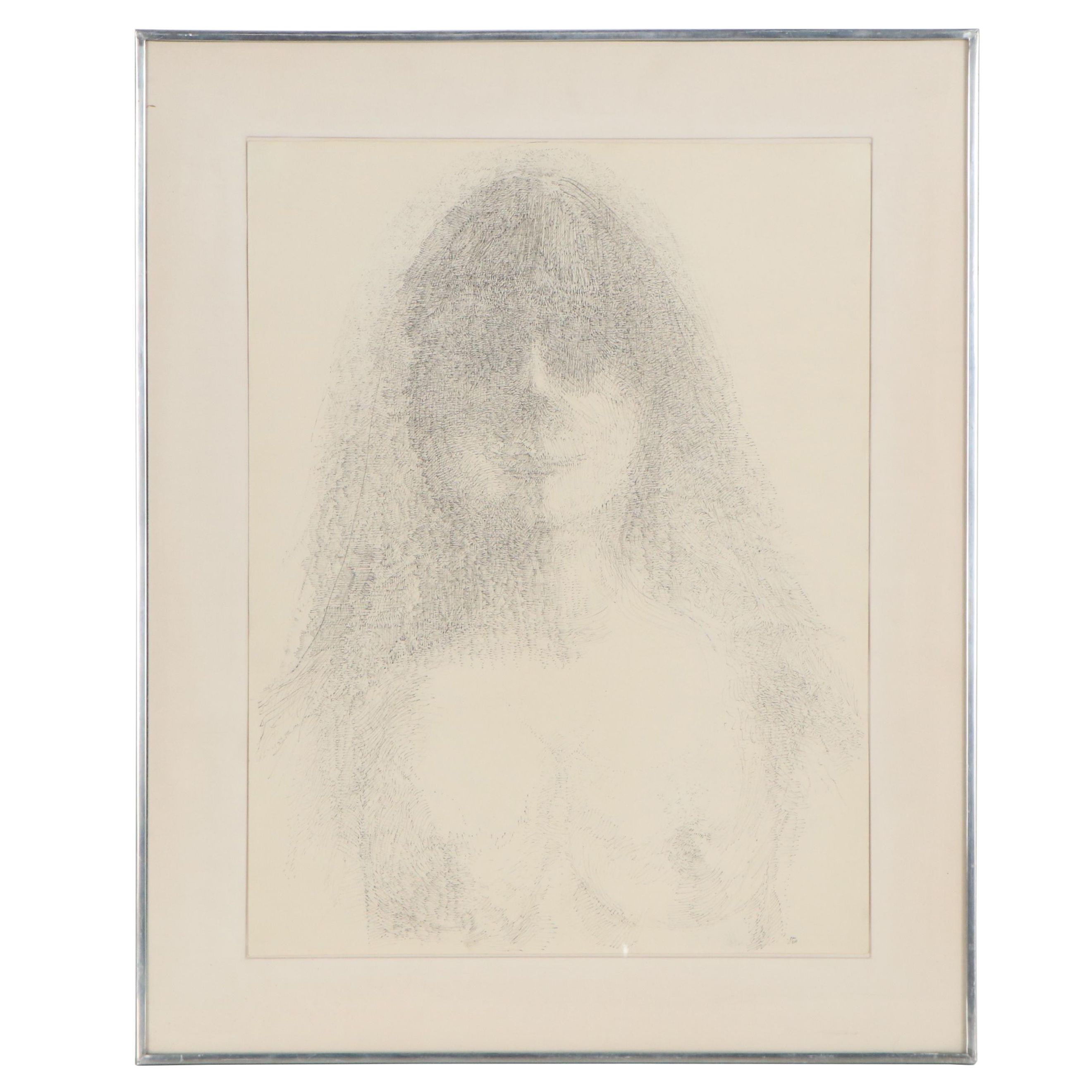 Ink Drawing of Female Nude, 1964