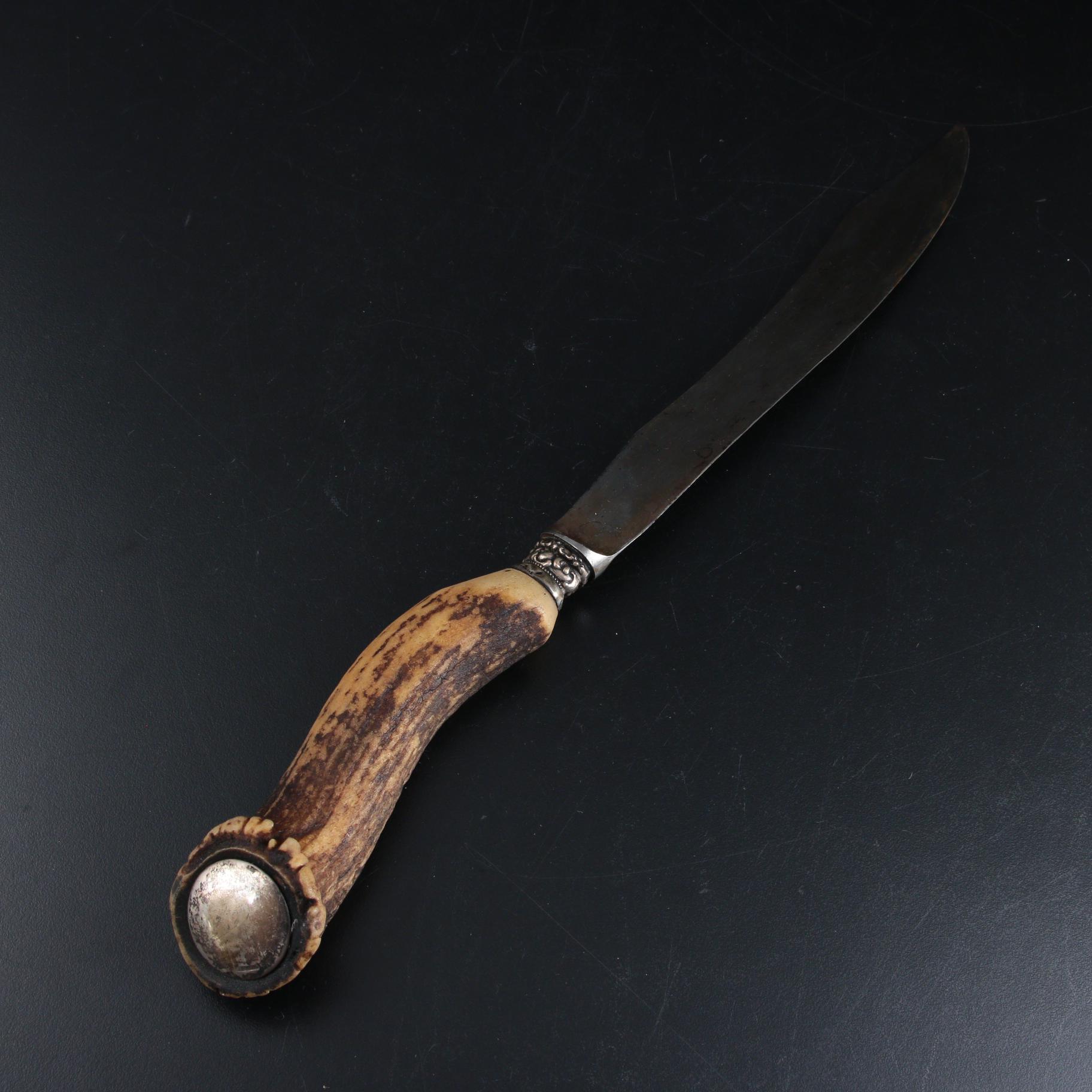 WM. A. Rogers Sterling Silver Accented Carving Utensils with Antler Handles