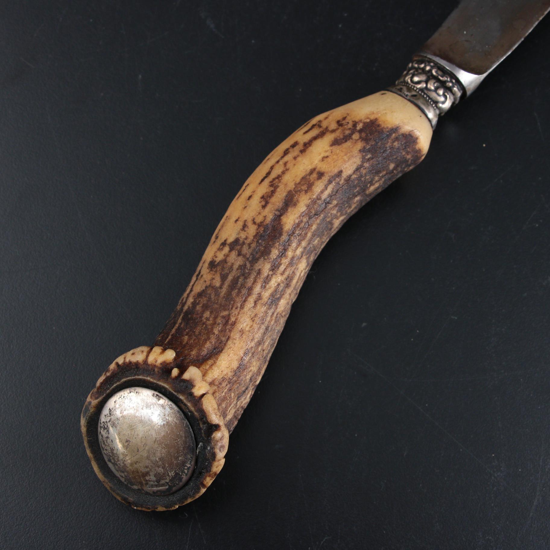 WM. A. Rogers Sterling Silver Accented Carving Utensils with Antler Handles