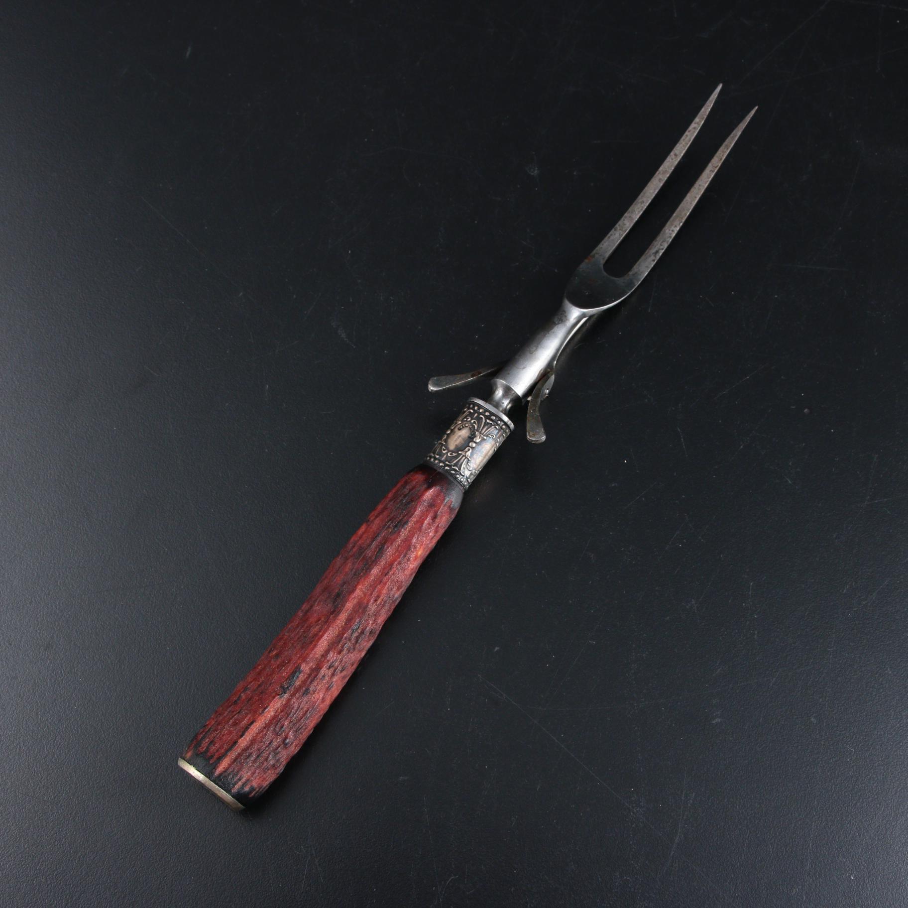 WM. A. Rogers Sterling Silver Accented Carving Utensils with Antler Handles